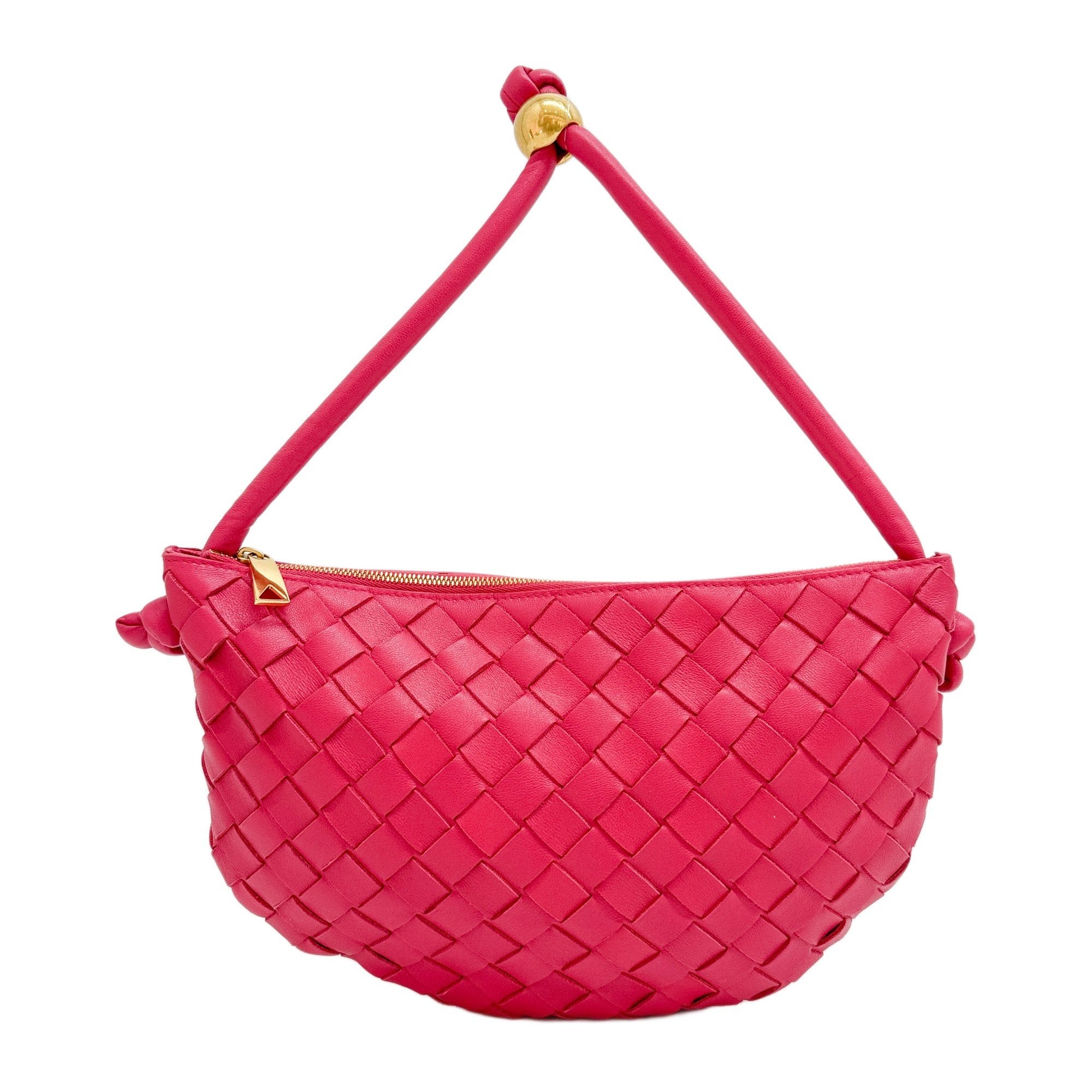 Intrecciato Pink Leather Shoulder Bag