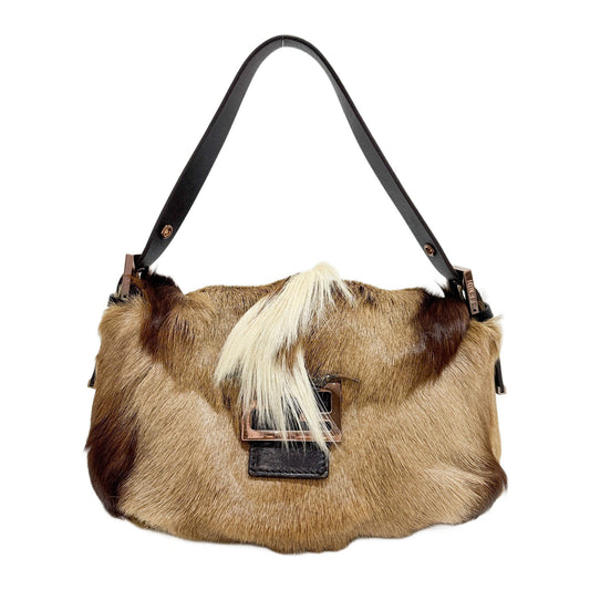 Mamma Baguette Bronz Bull Brown Fur Shoulder Bag