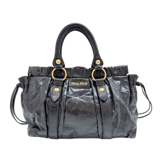 Vitello Black Leather Two Way Bag