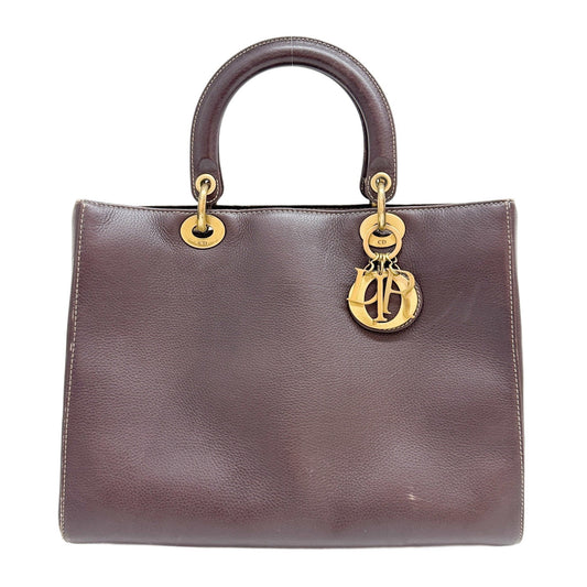 Lady Dior Brown Leather Two Way Bag