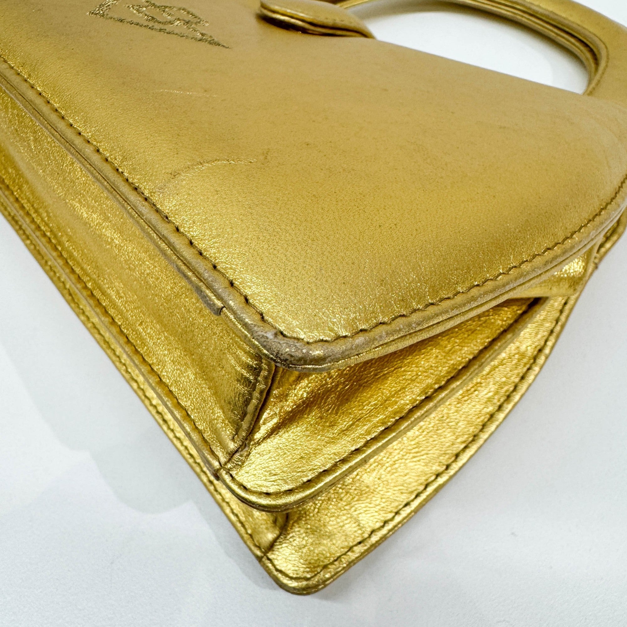 Gold Leather Hand Bag
