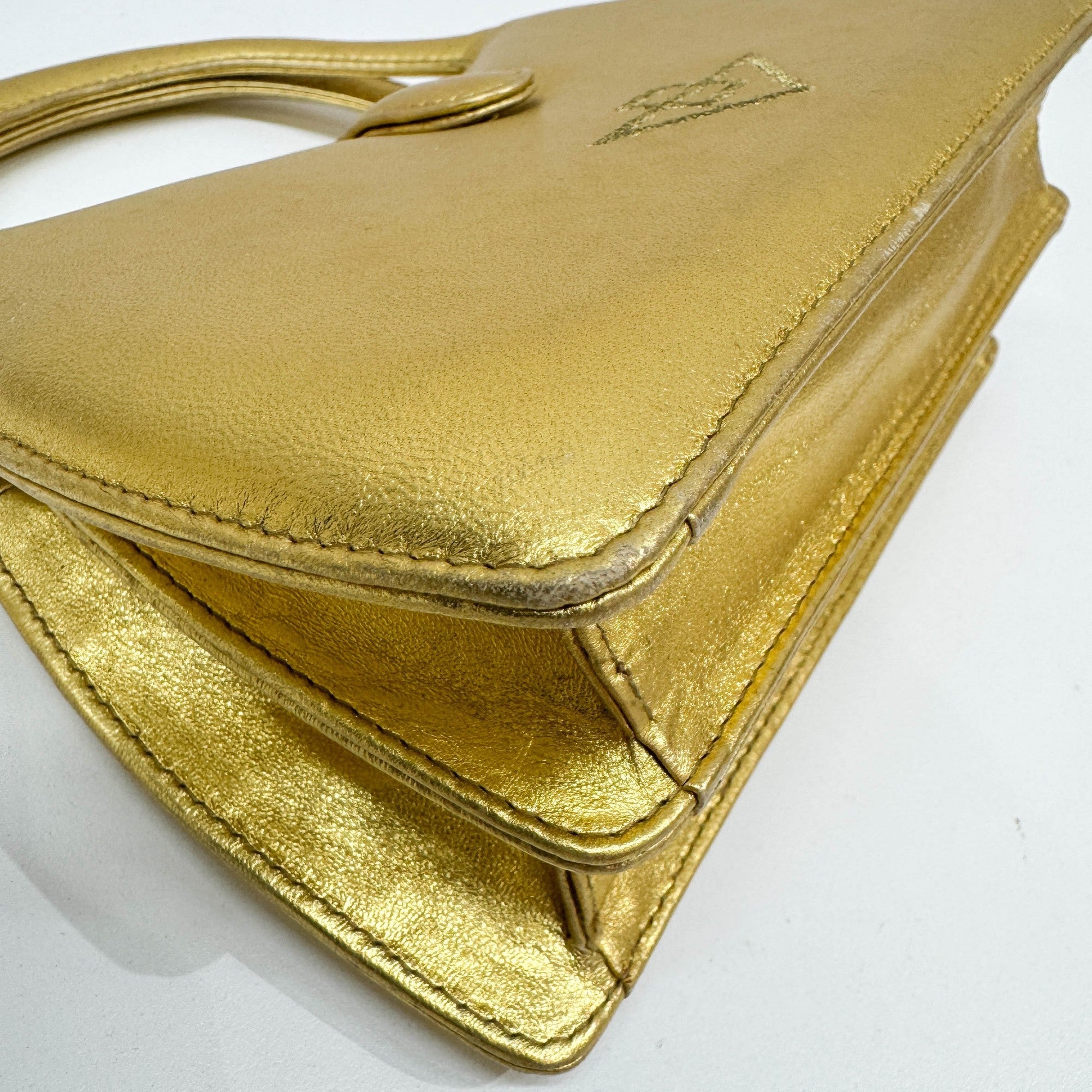 Gold Leather Hand Bag