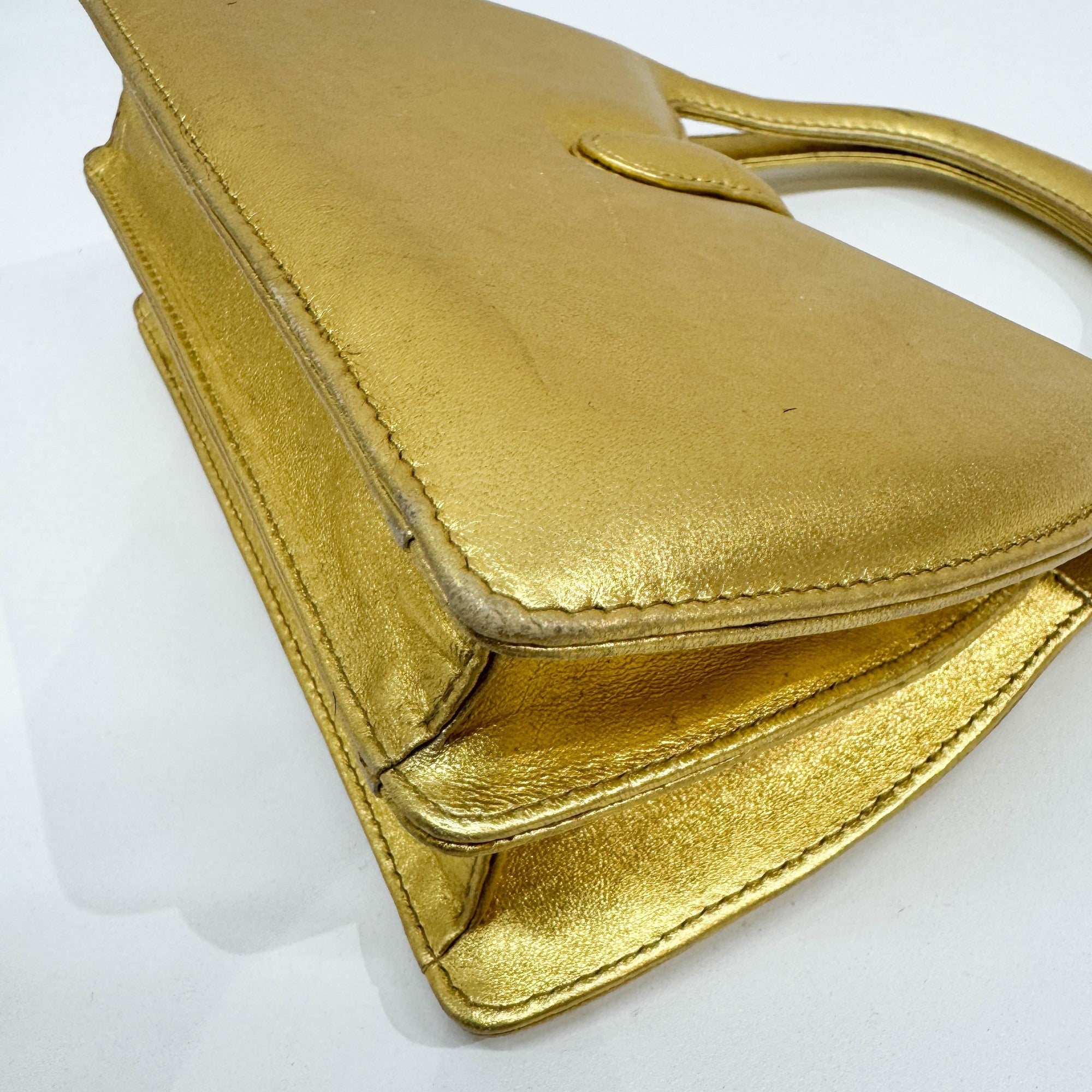Gold Leather Hand Bag