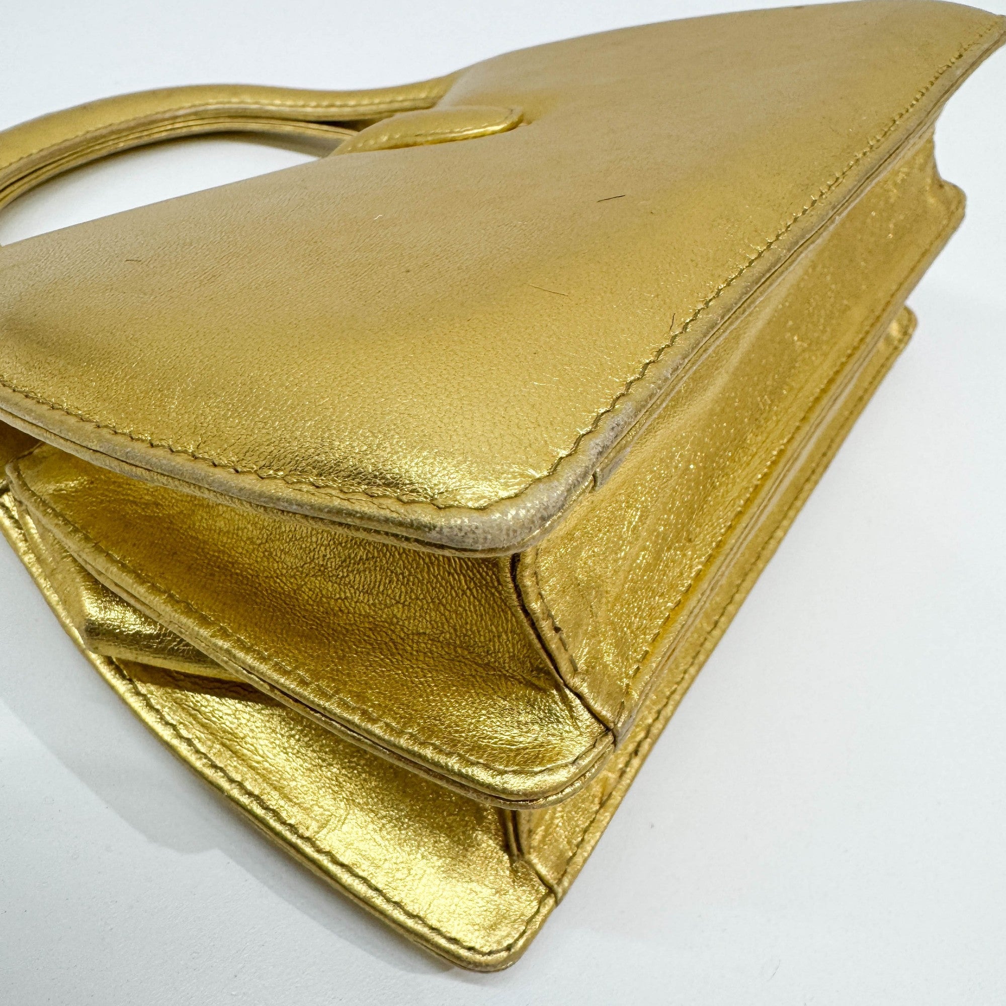Gold Leather Hand Bag