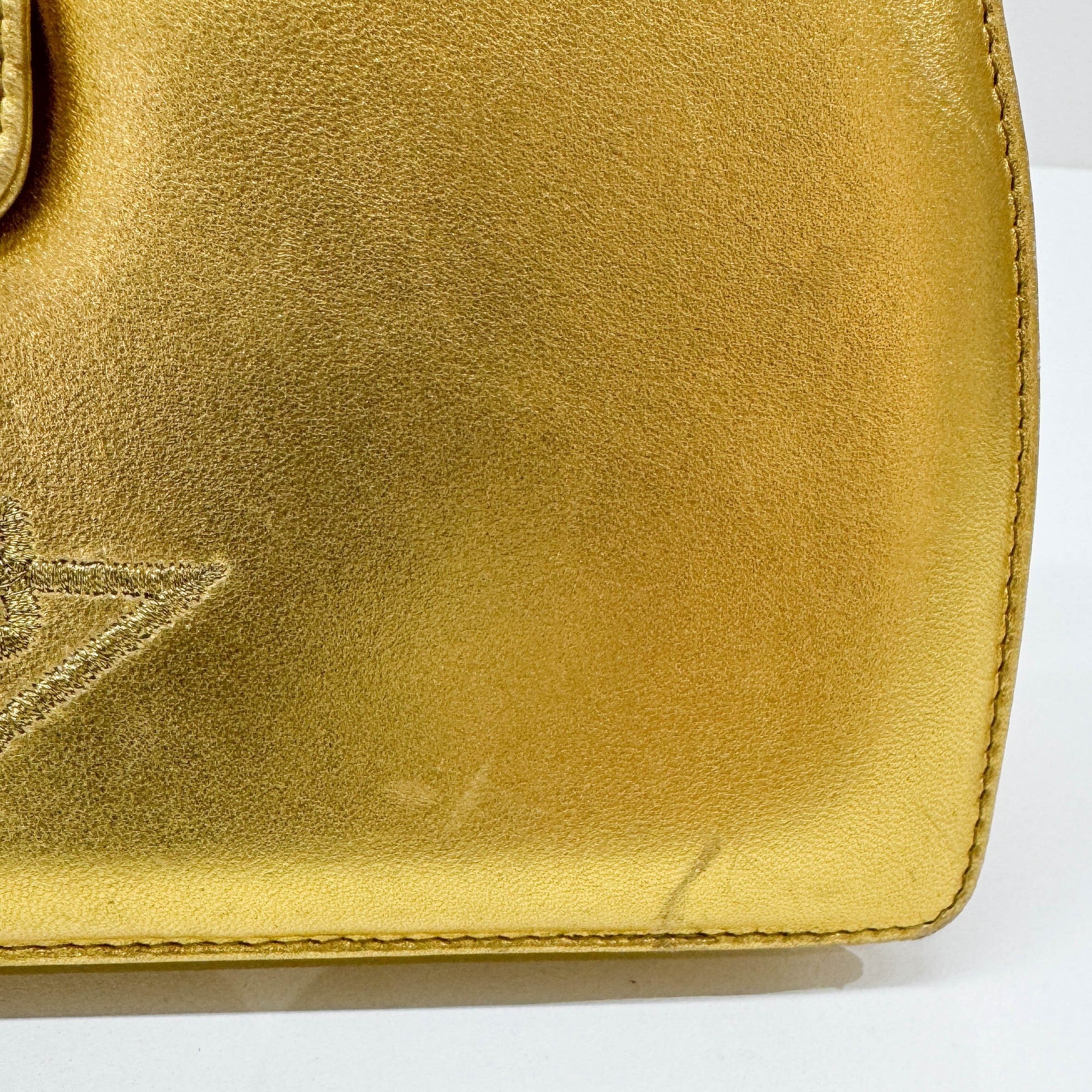 Gold Leather Hand Bag