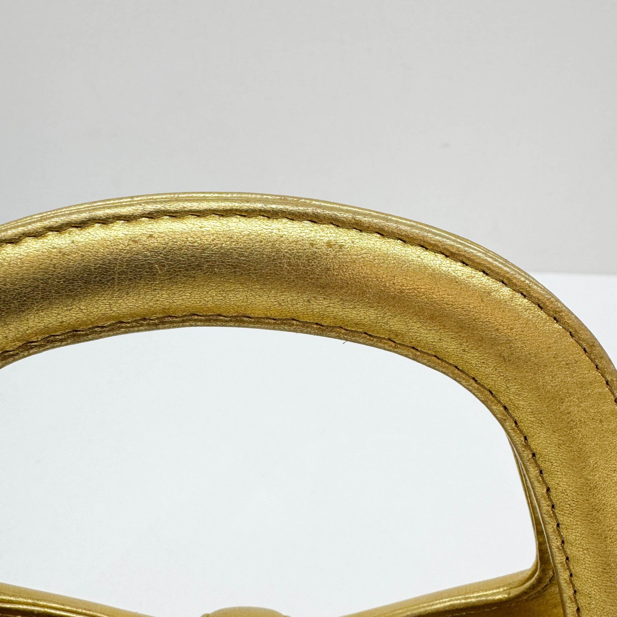 Gold Leather Hand Bag