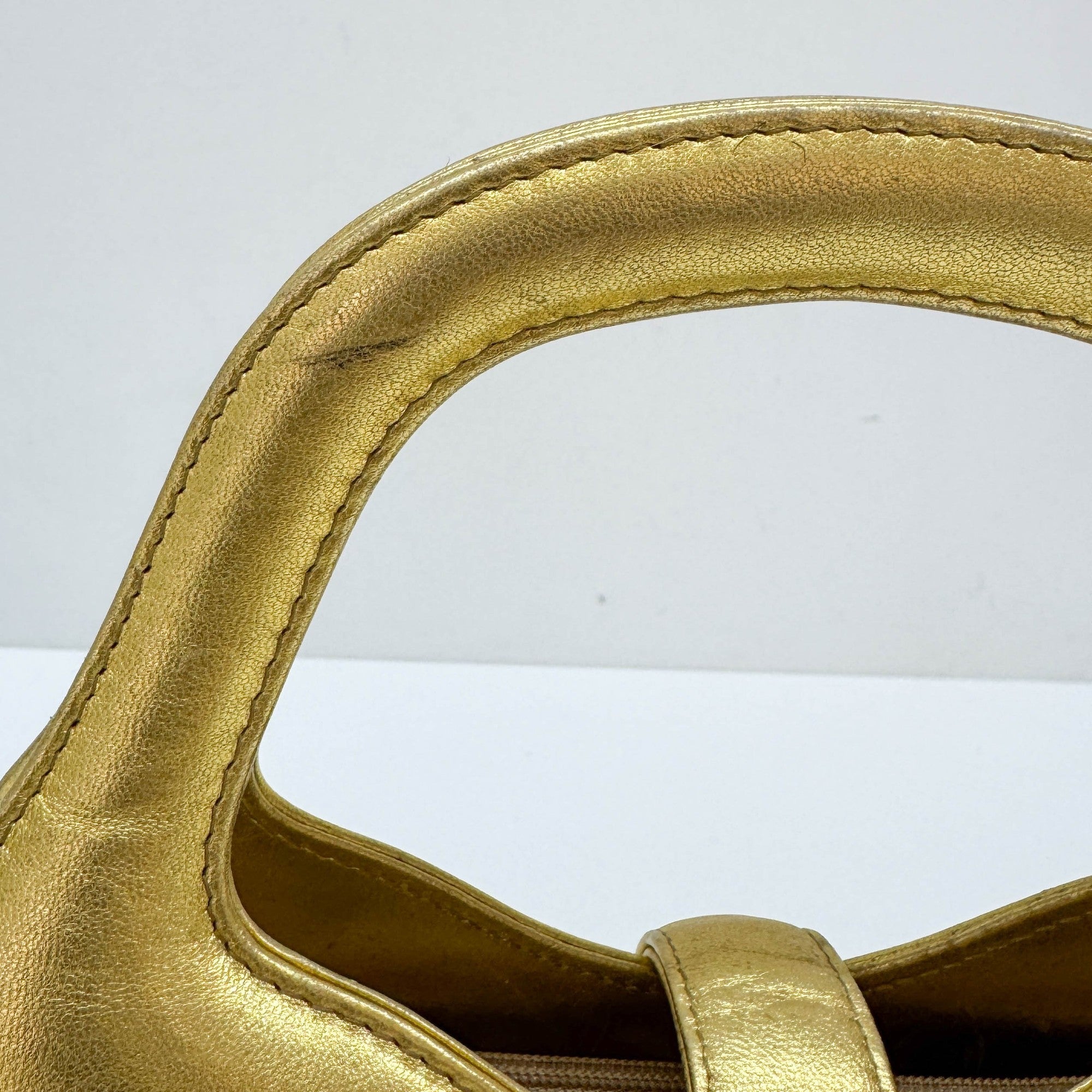 Gold Leather Hand Bag