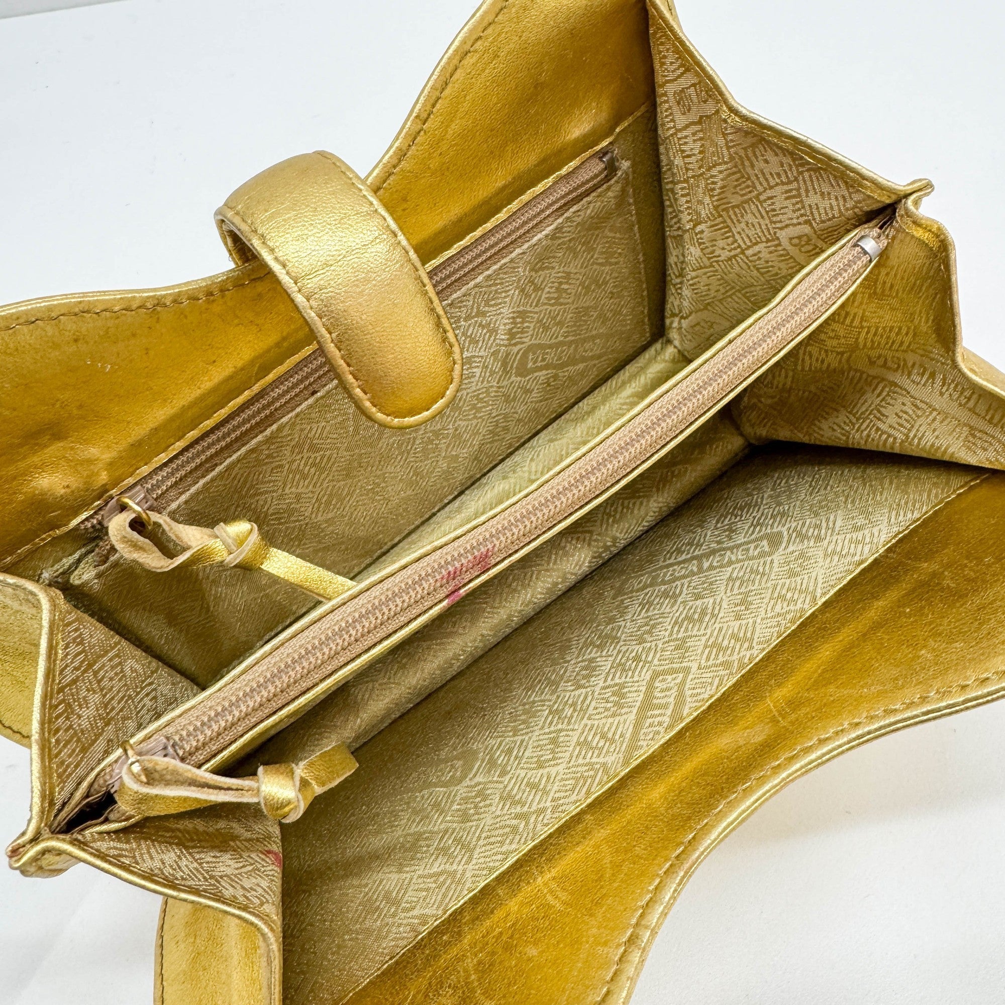 Gold Leather Hand Bag