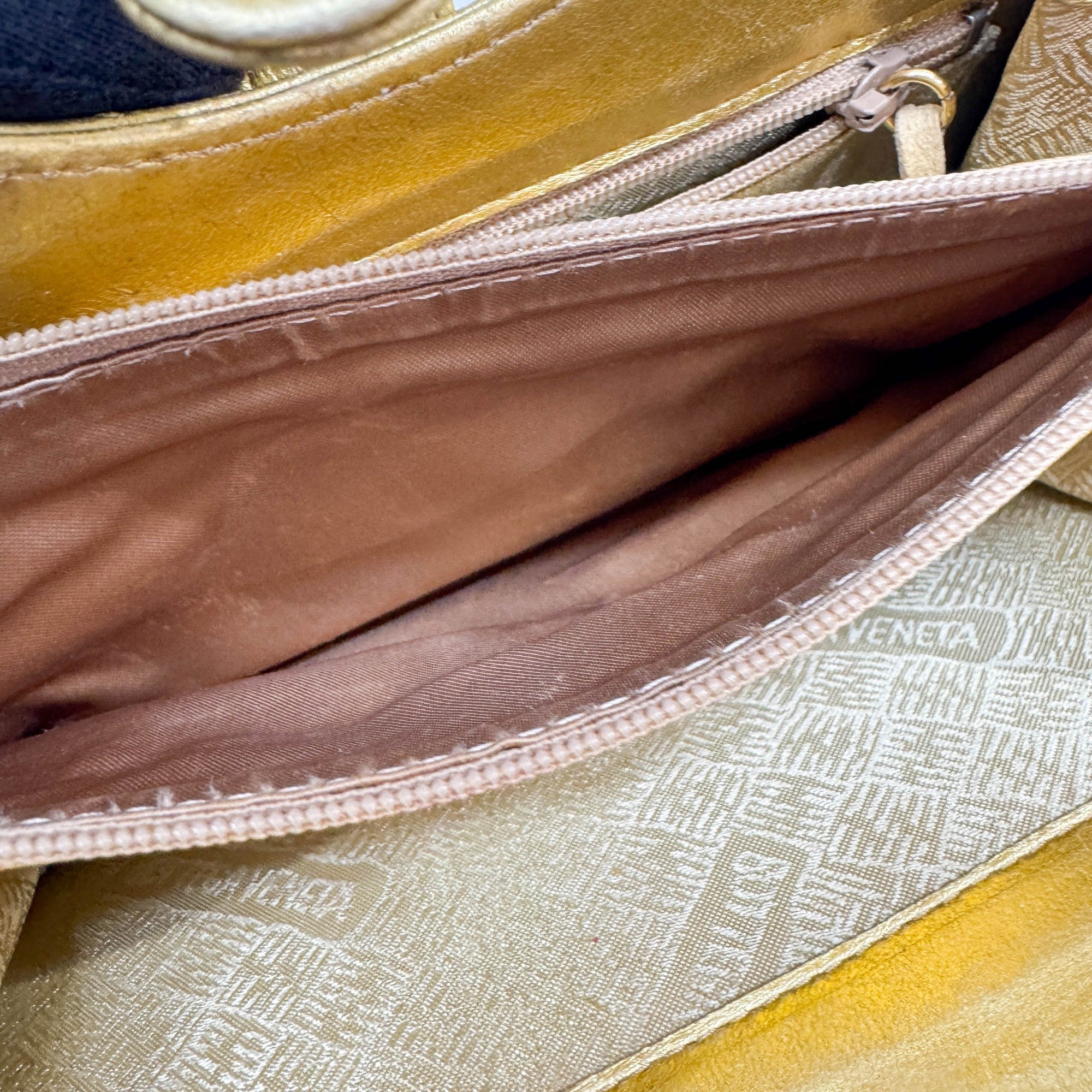 Gold Leather Hand Bag