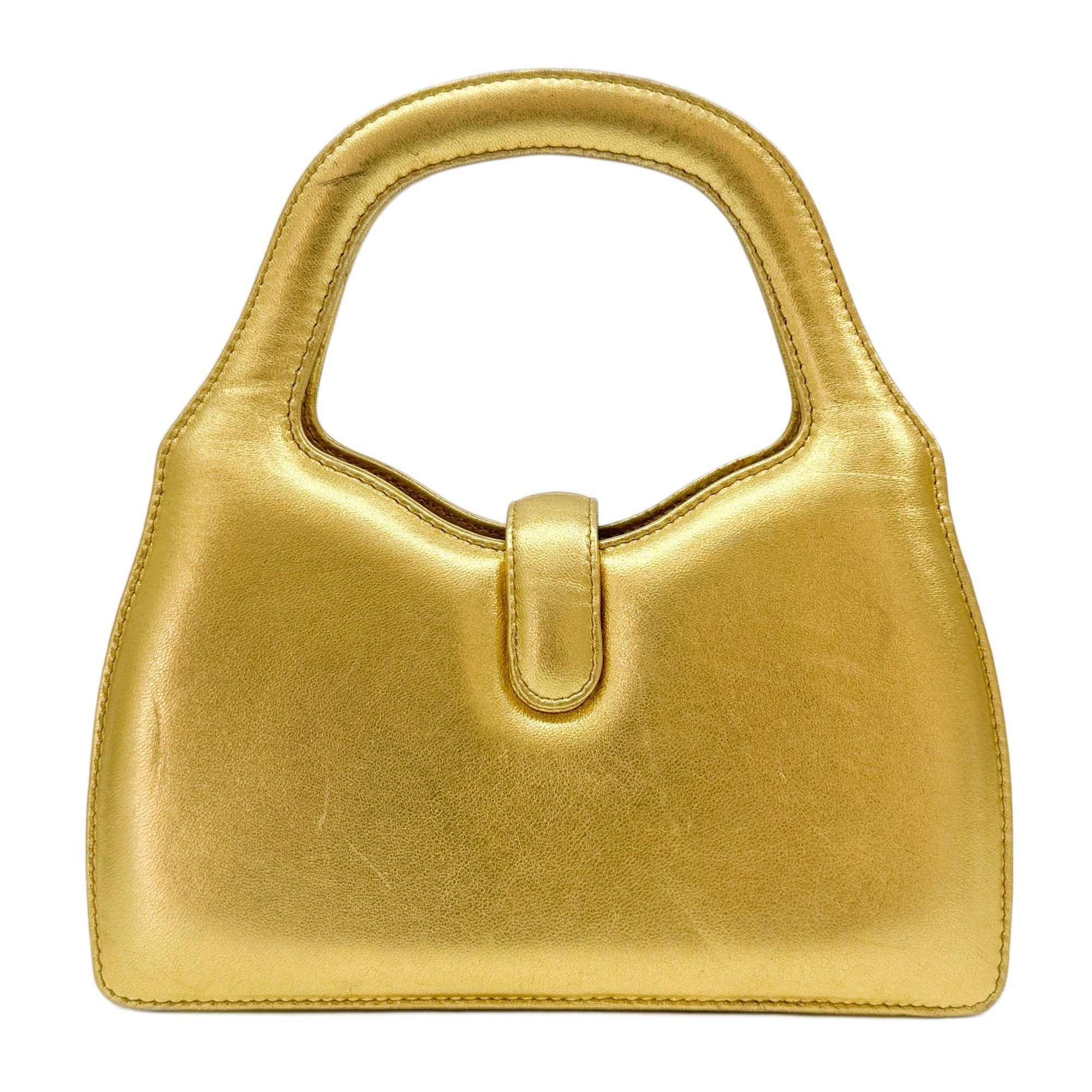 Gold Leather Hand Bag