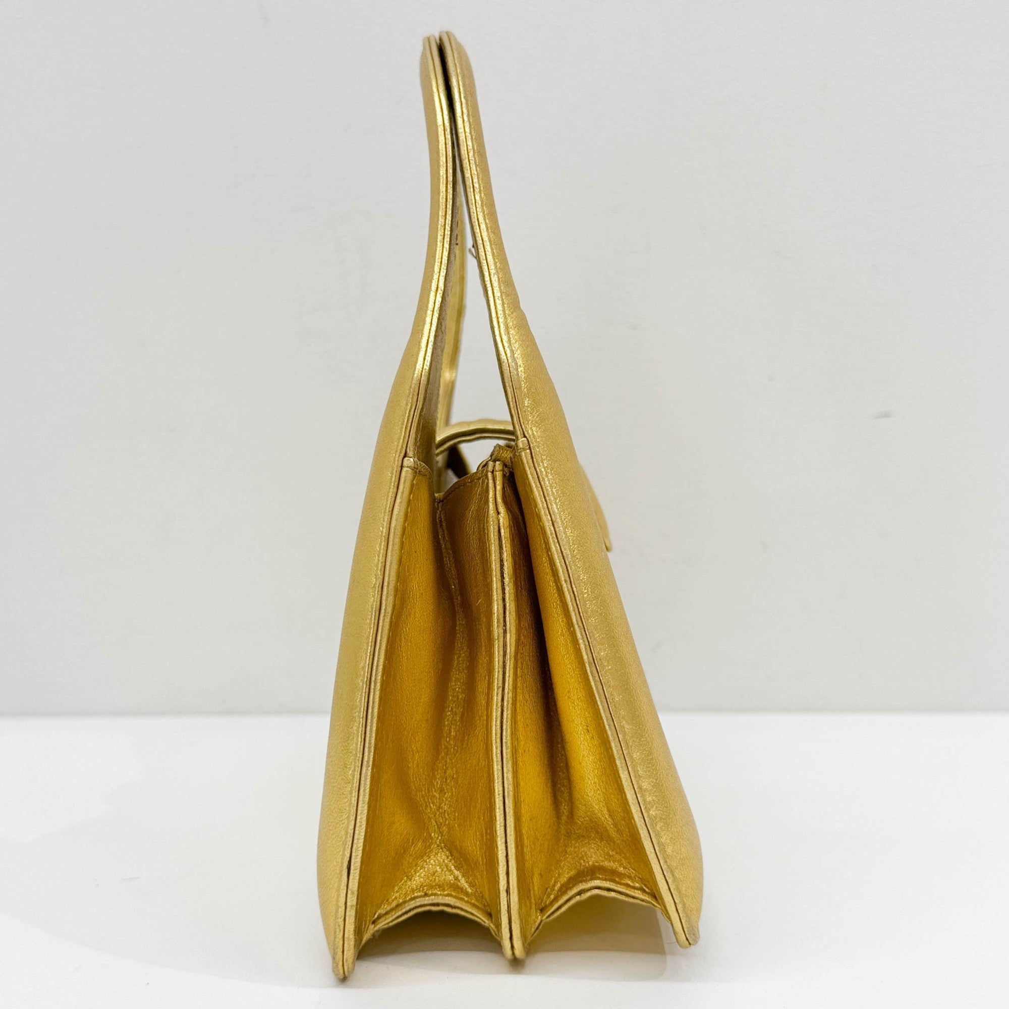 Gold Leather Hand Bag