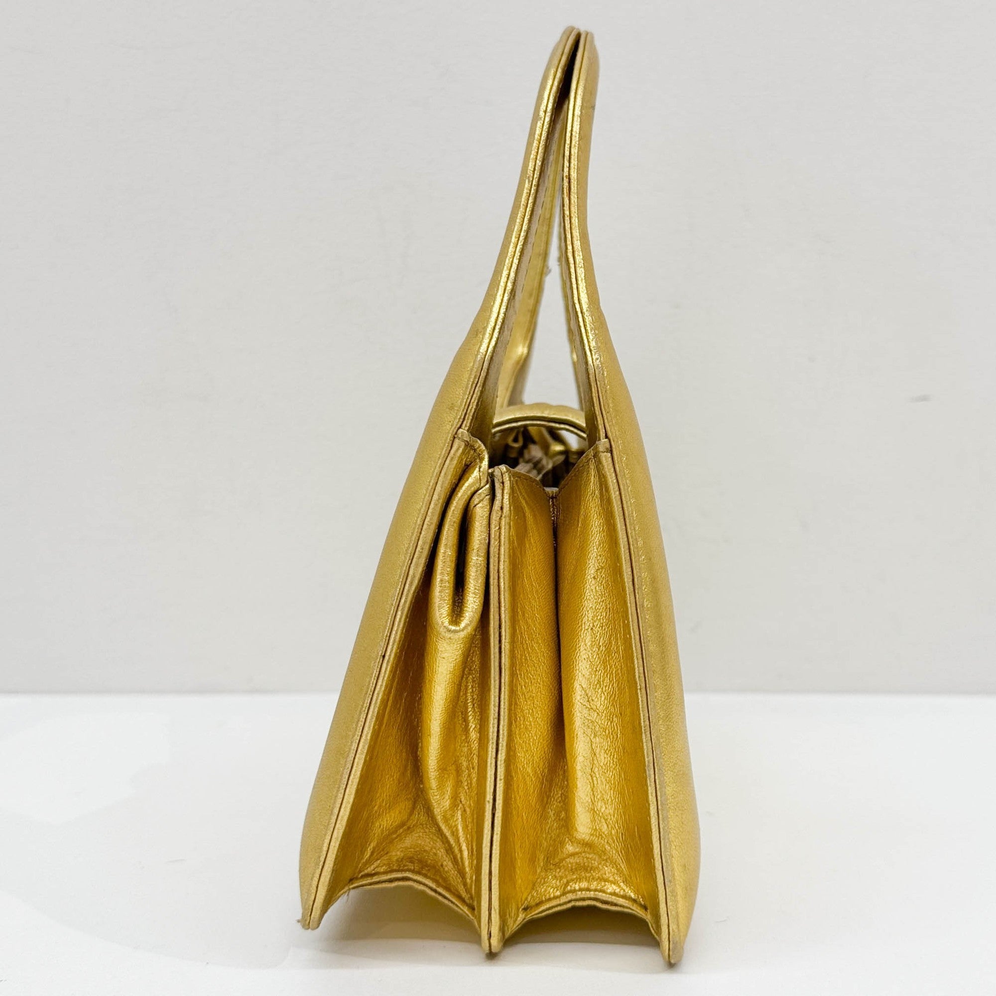 Gold Leather Hand Bag