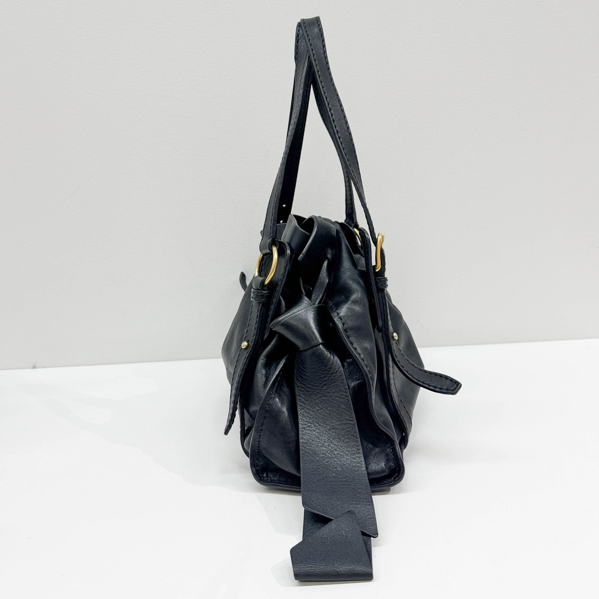 Vitello Lux Bow Bag Leather Shoulder Bag
