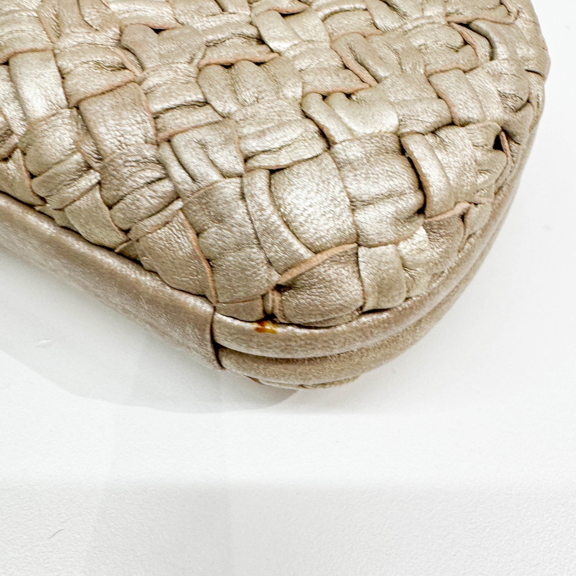 Knot Intrecciato Beige Leather Clutch Bag