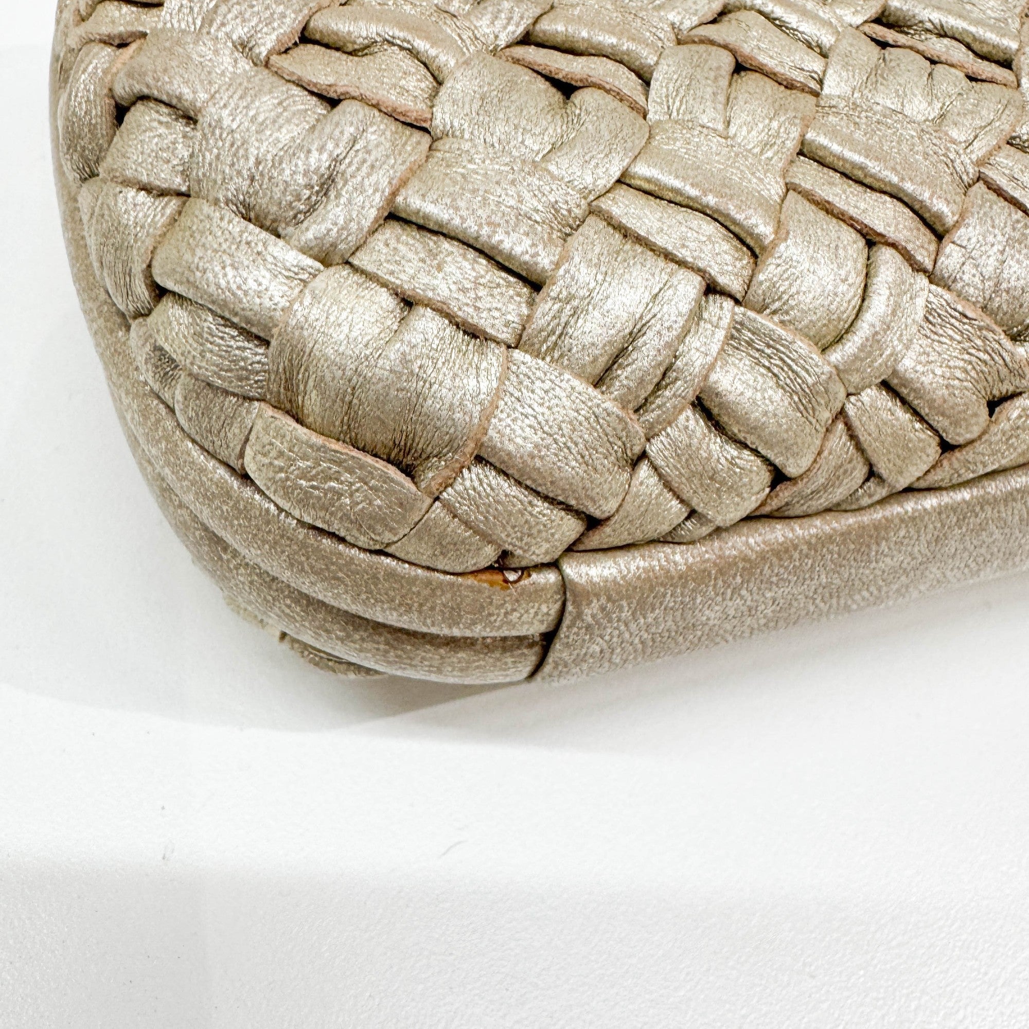 Knot Intrecciato Beige Leather Clutch Bag