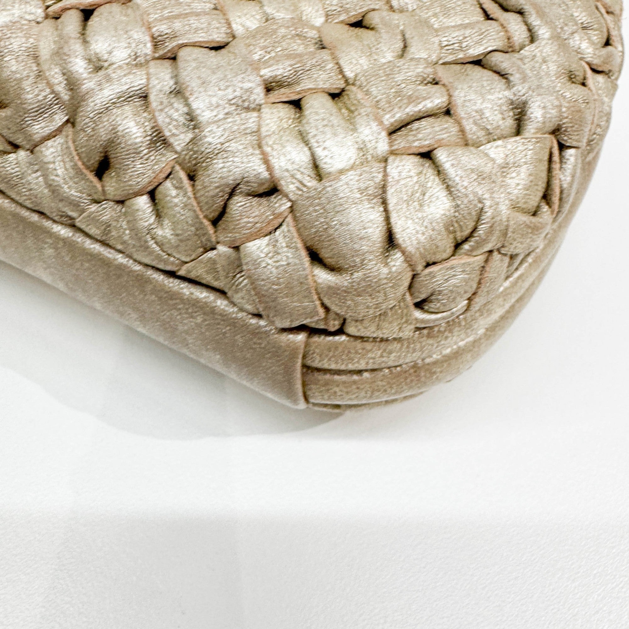 Knot Intrecciato Beige Leather Clutch Bag