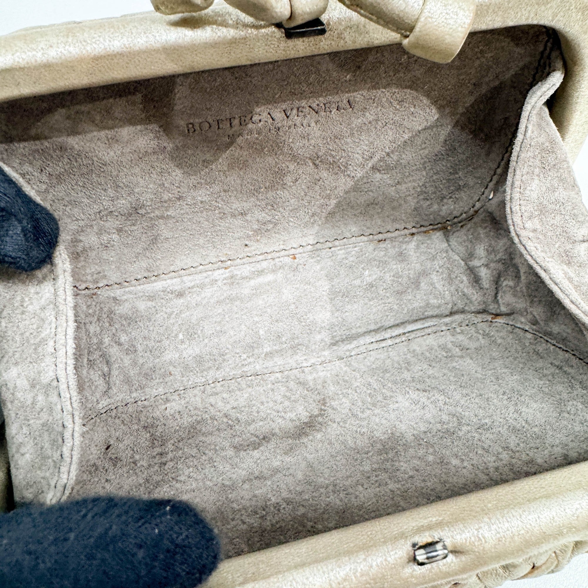 Knot Intrecciato Beige Leather Clutch Bag