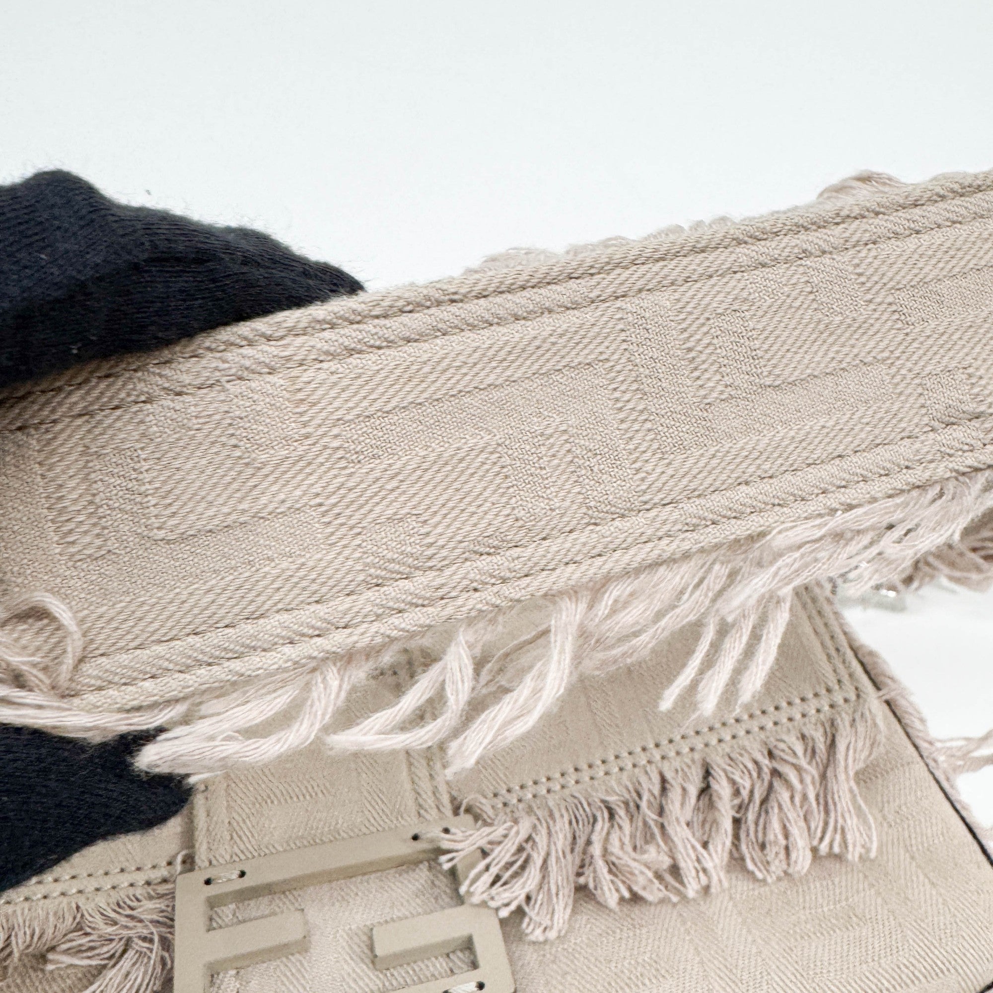 Baguette Fringe Sand Cotton Two Way Bag