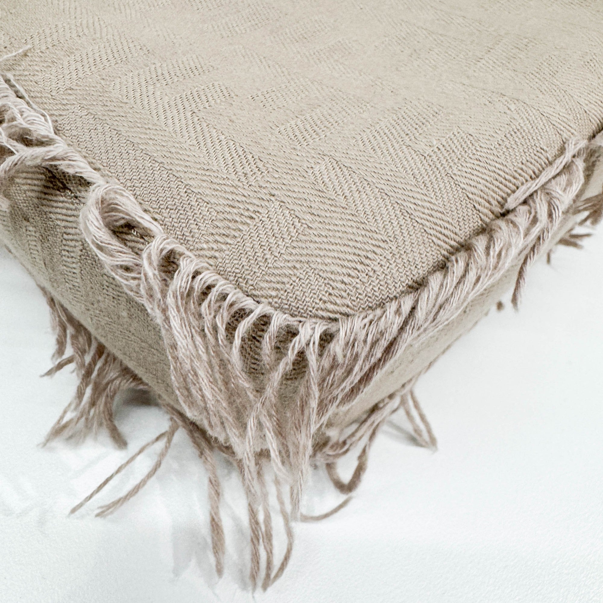 Baguette Fringe Sand Cotton Two Way Bag