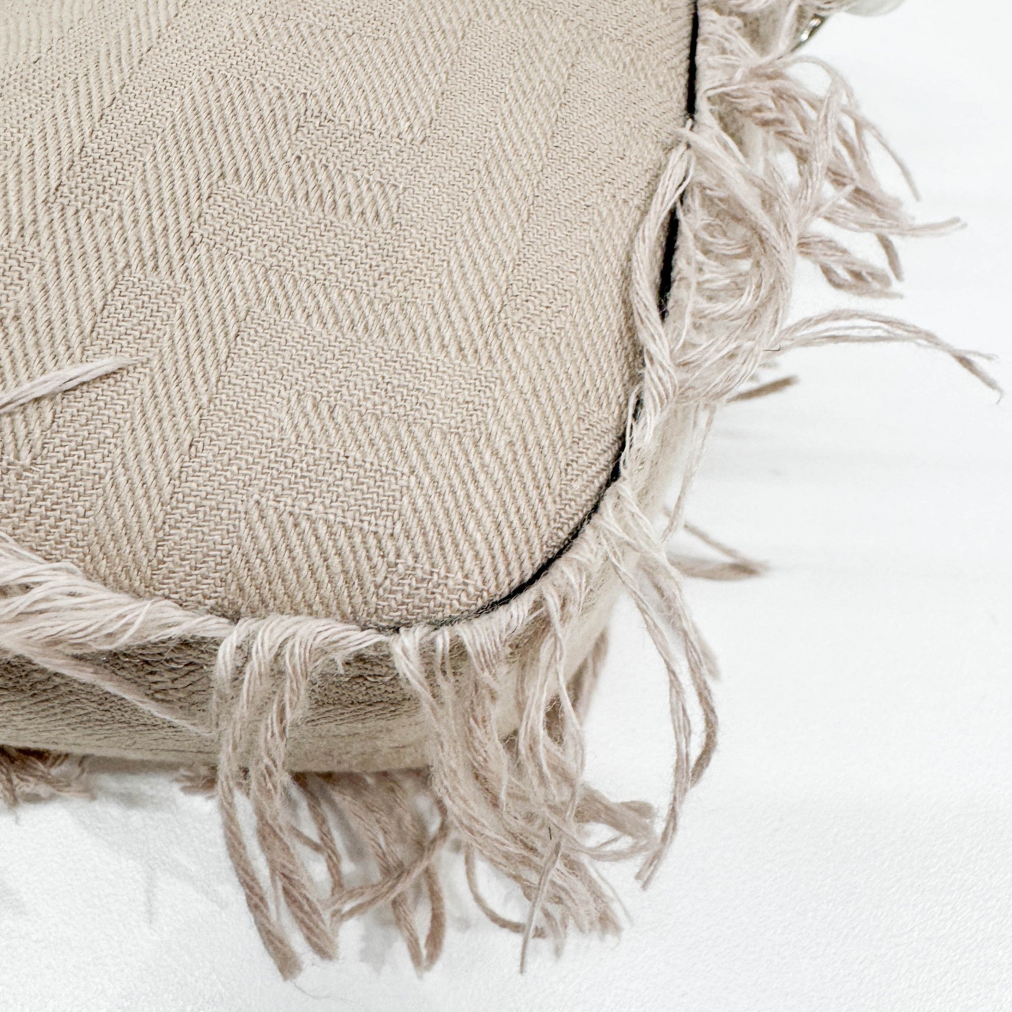 Baguette Fringe Sand Cotton Two Way Bag