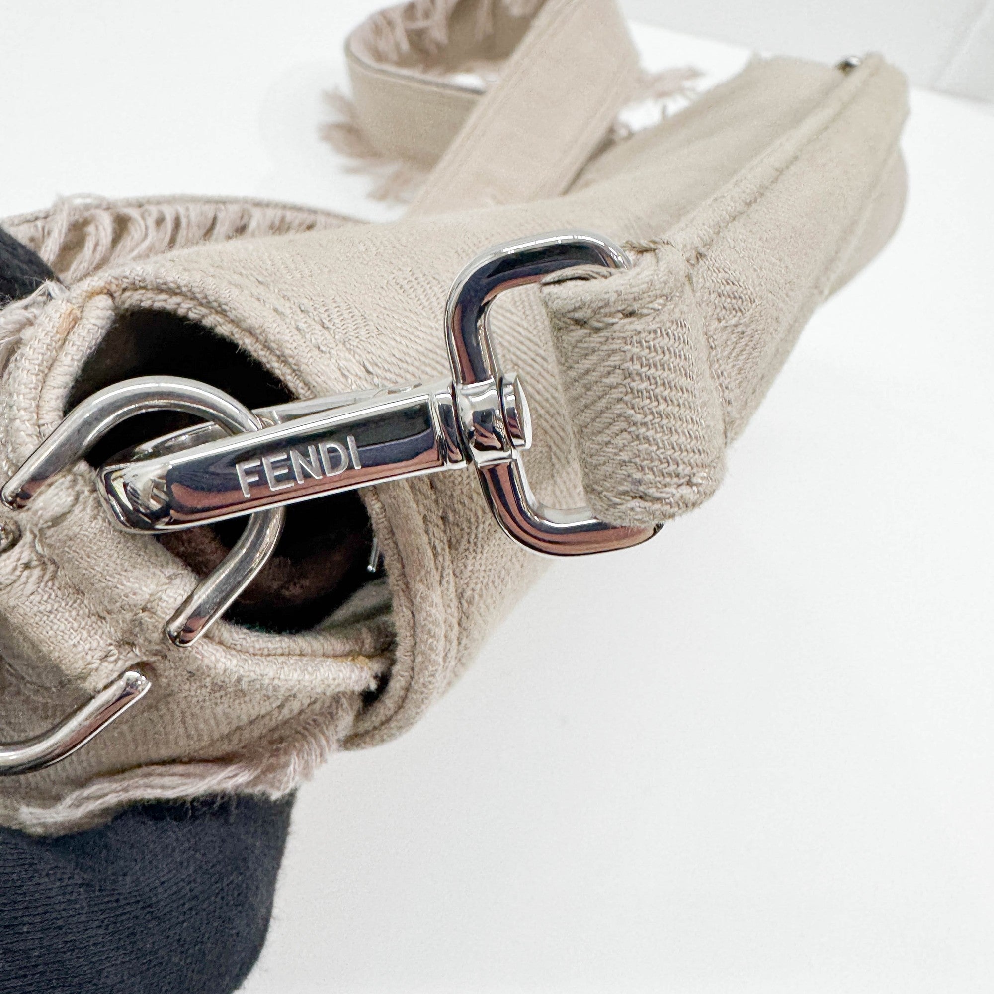 Baguette Fringe Sand Cotton Two Way Bag