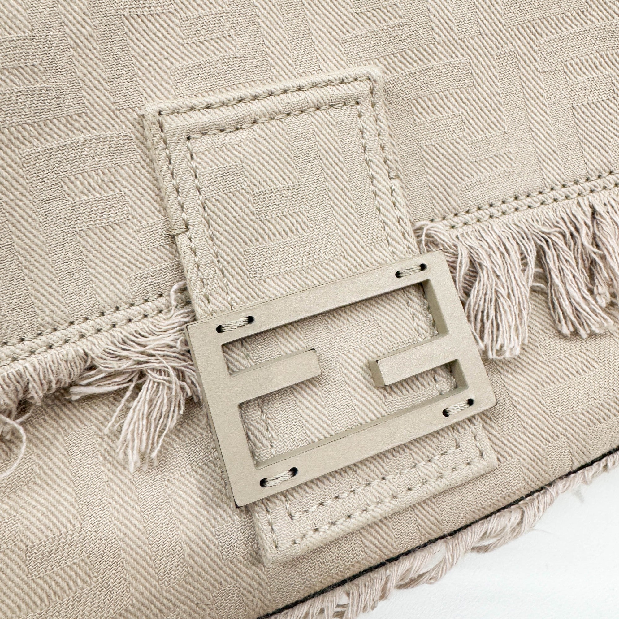 Baguette Fringe Sand Cotton Two Way Bag