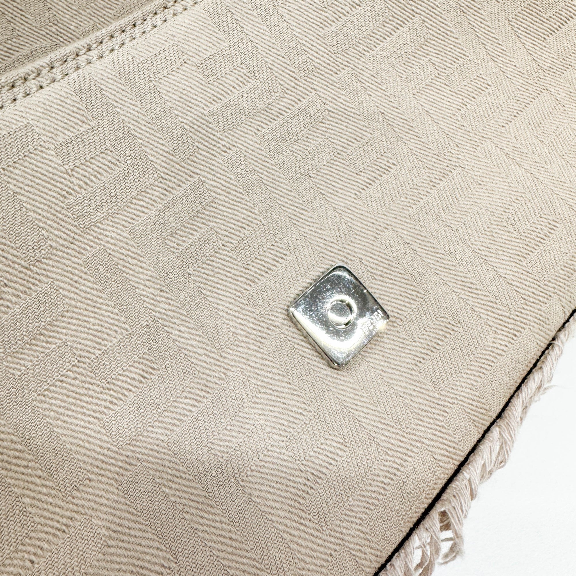 Baguette Fringe Sand Cotton Two Way Bag