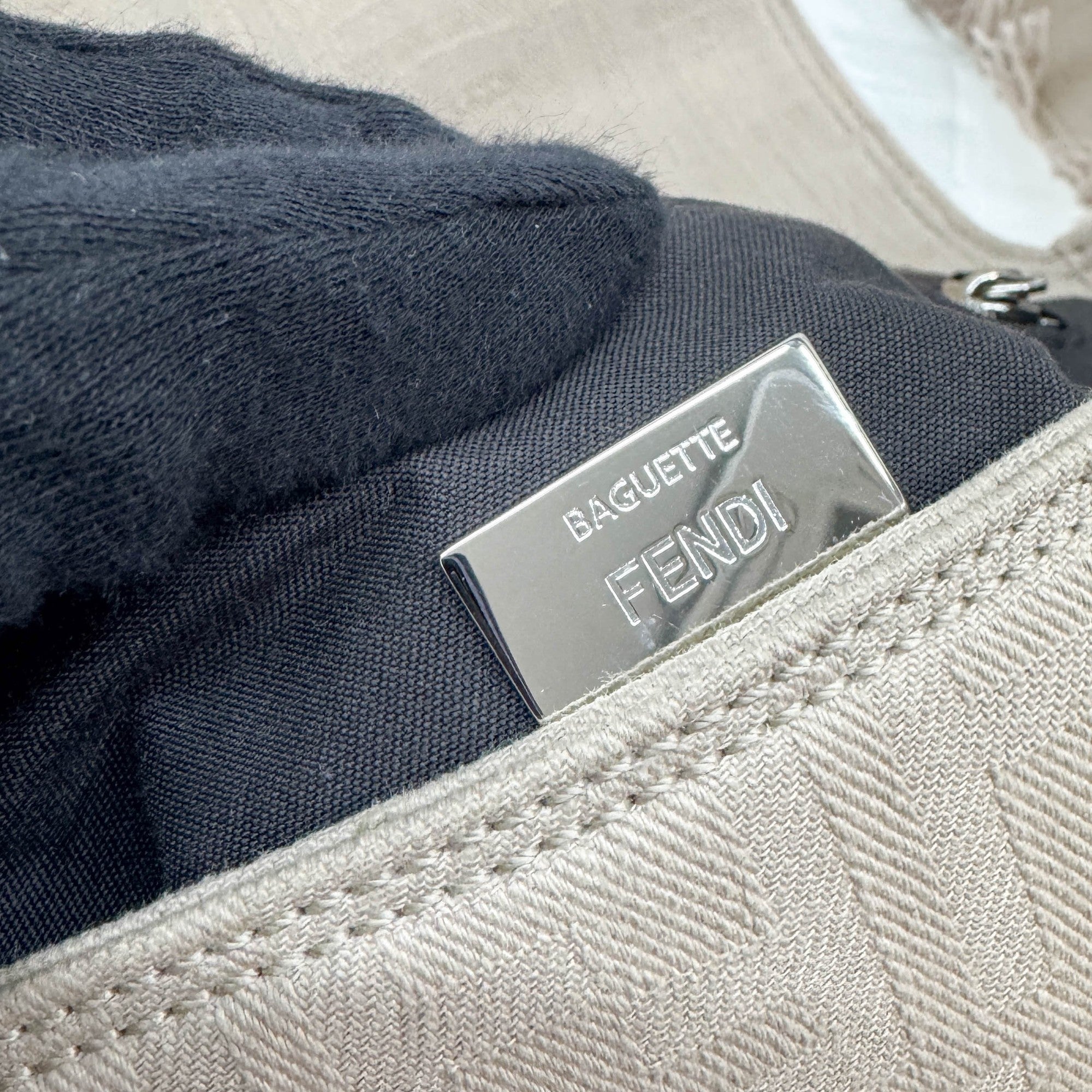 Baguette Fringe Sand Cotton Two Way Bag