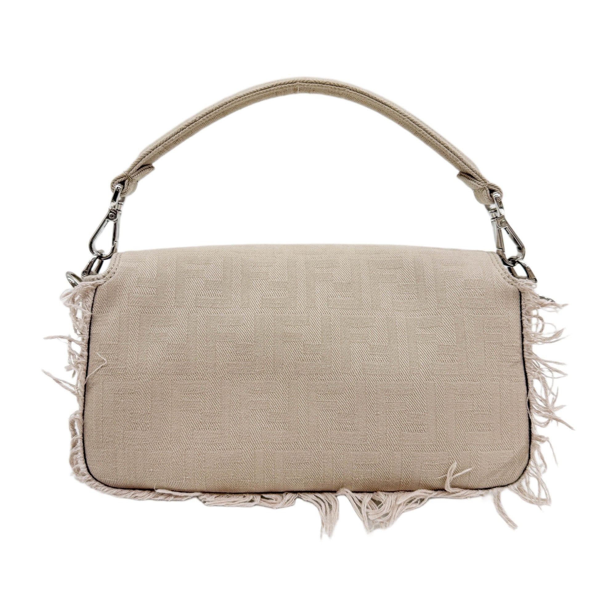 Baguette Fringe Sand Cotton Two Way Bag