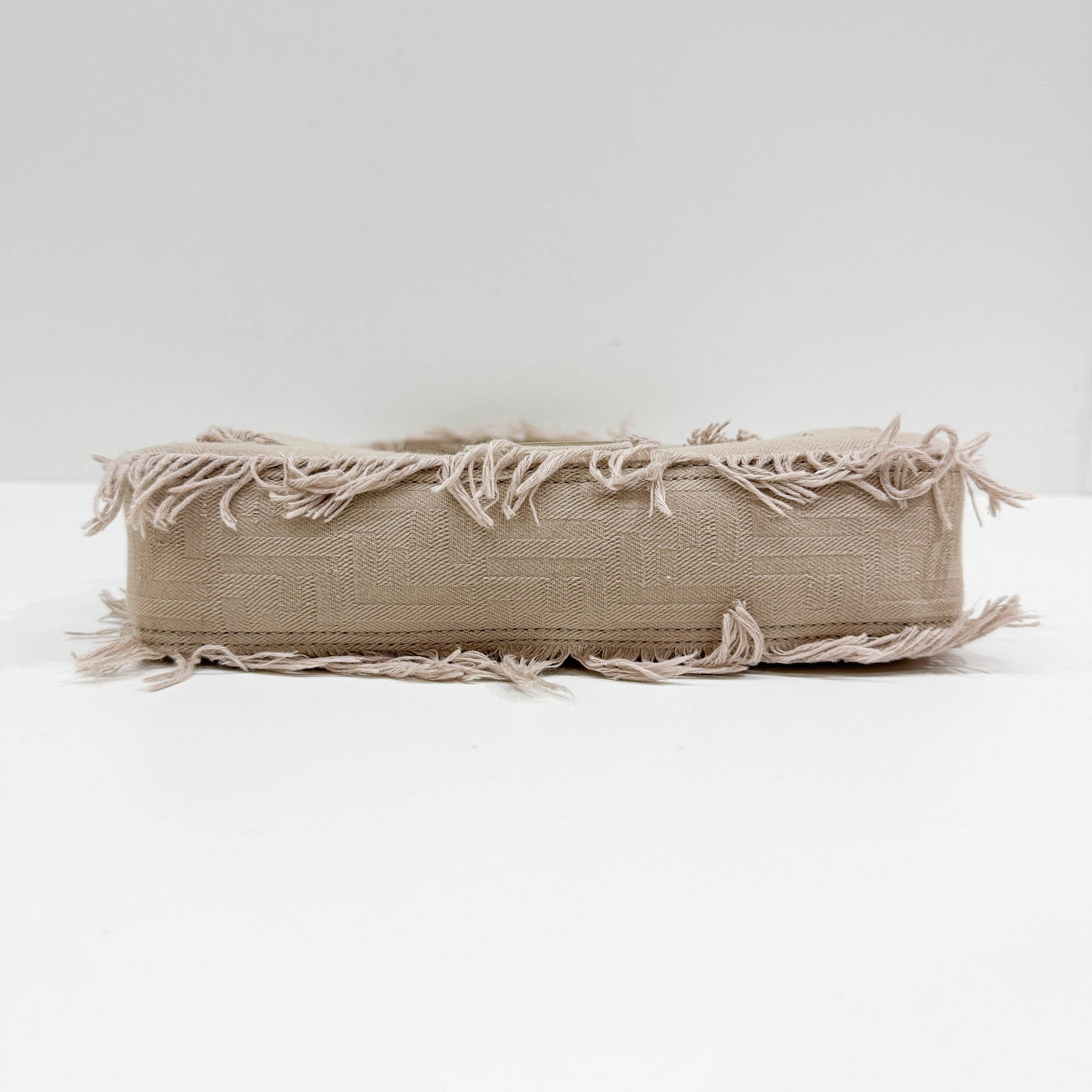 Baguette Fringe Sand Cotton Two Way Bag