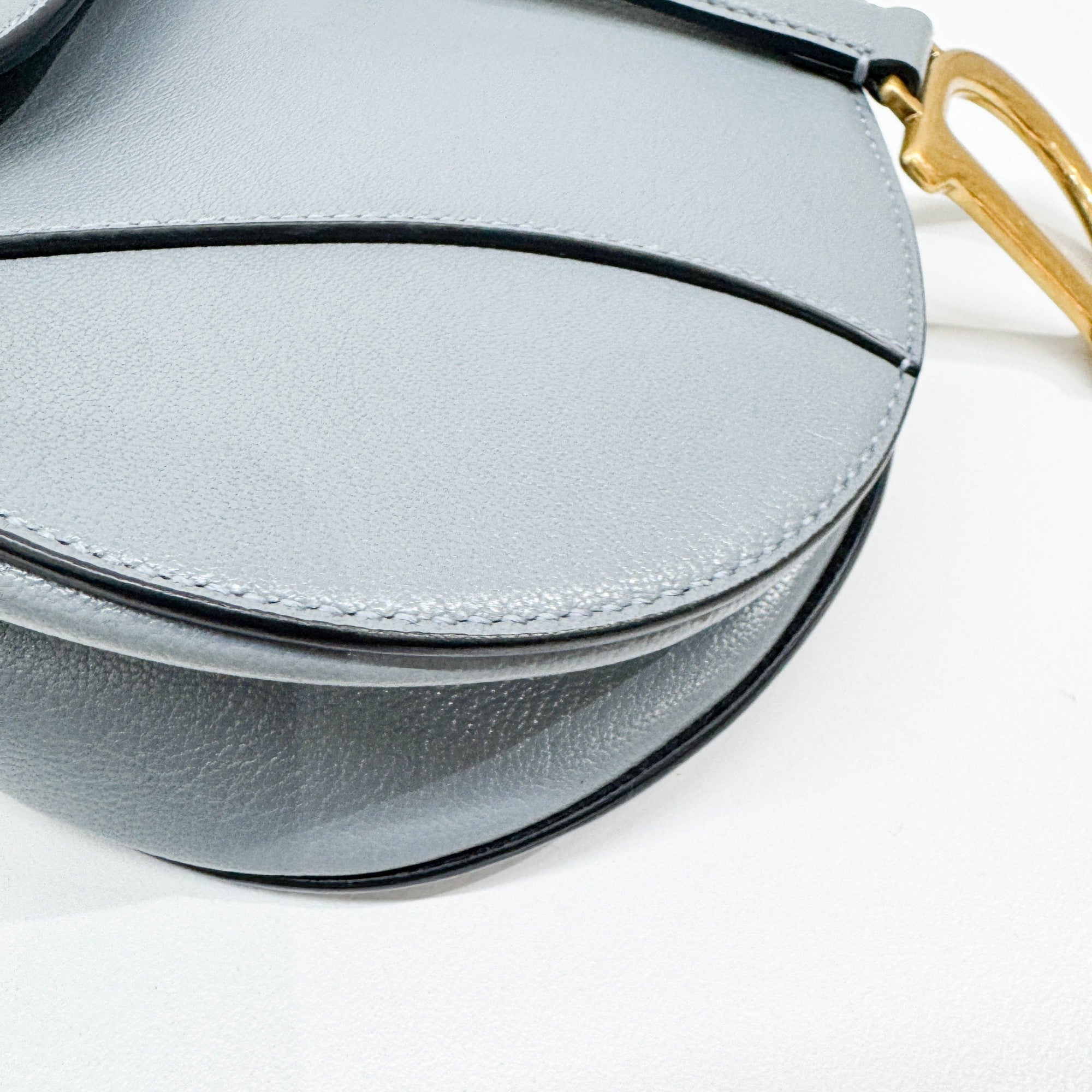 Saddle Powder Blue Leather Shoulder Bag