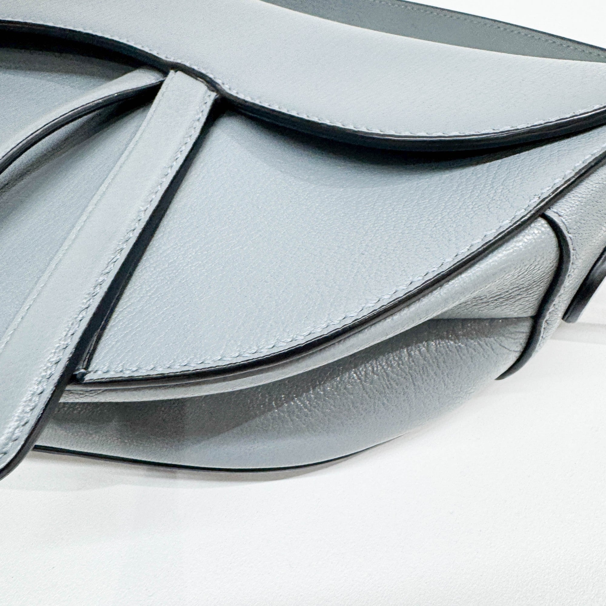 Saddle Powder Blue Leather Shoulder Bag