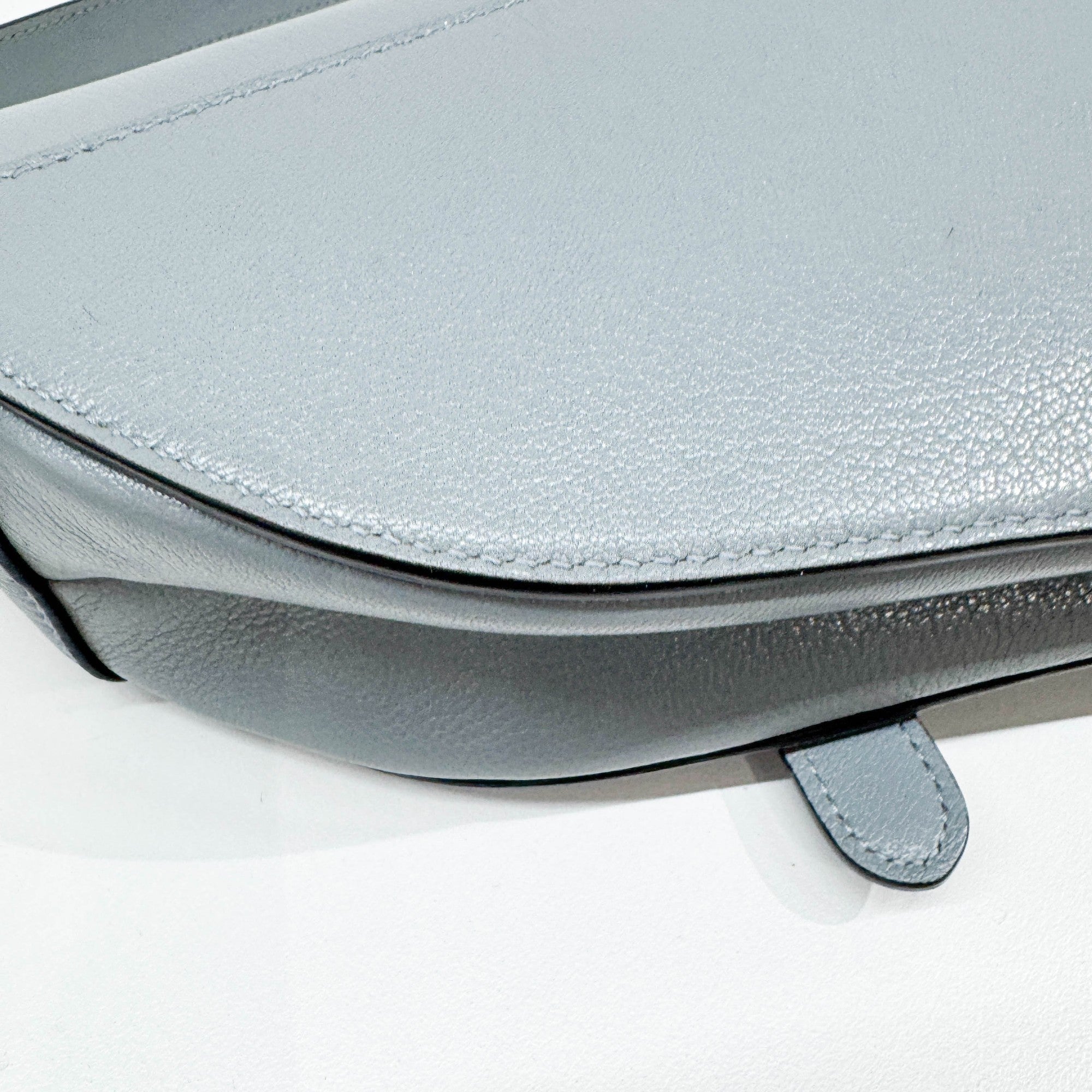 Saddle Powder Blue Leather Shoulder Bag