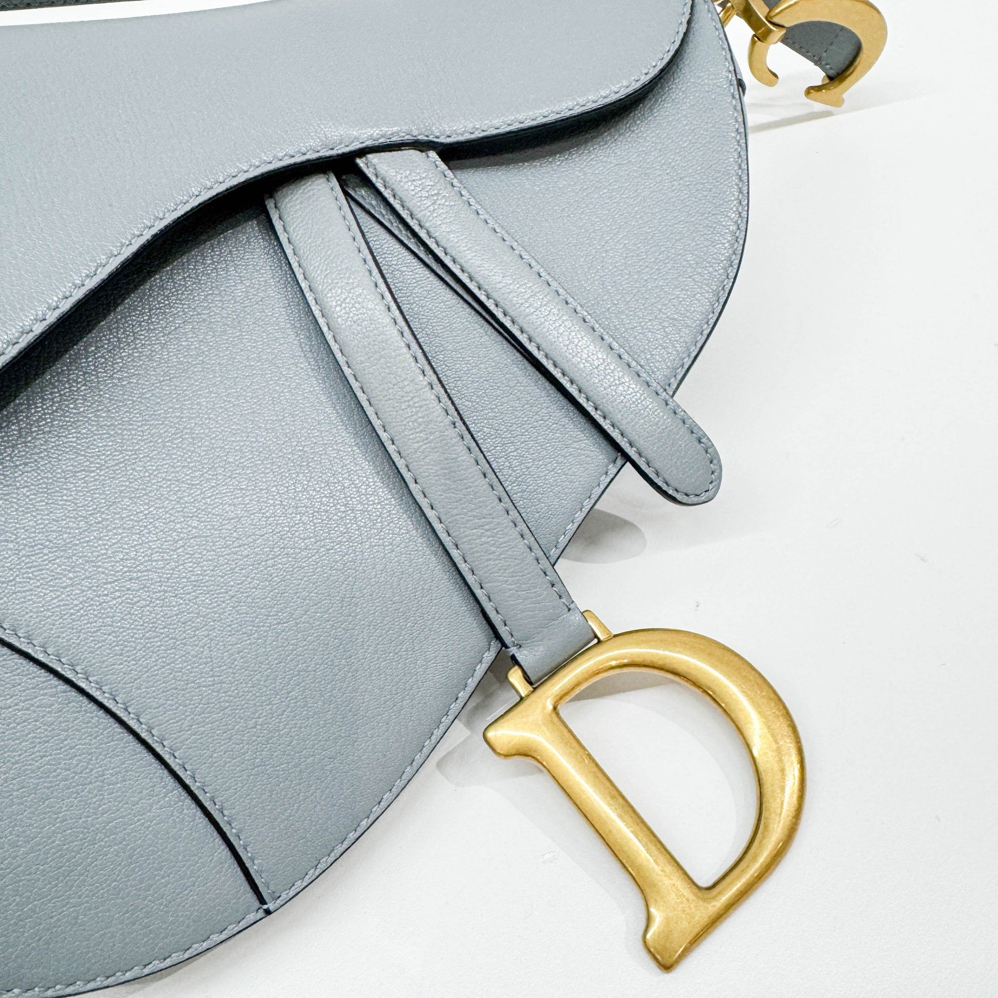 Saddle Powder Blue Leather Shoulder Bag