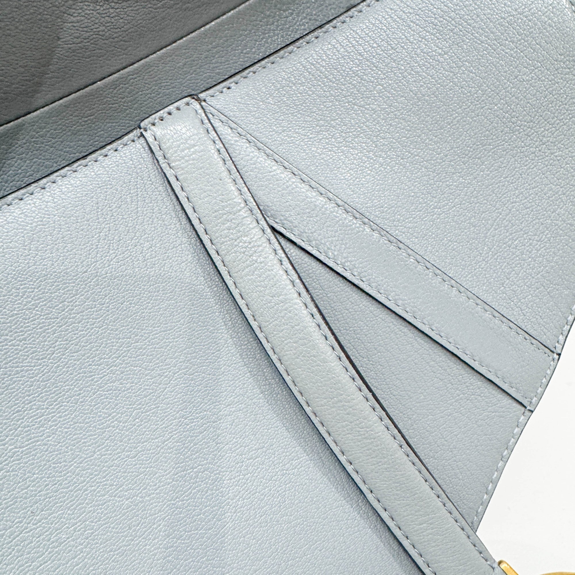 Saddle Powder Blue Leather Shoulder Bag