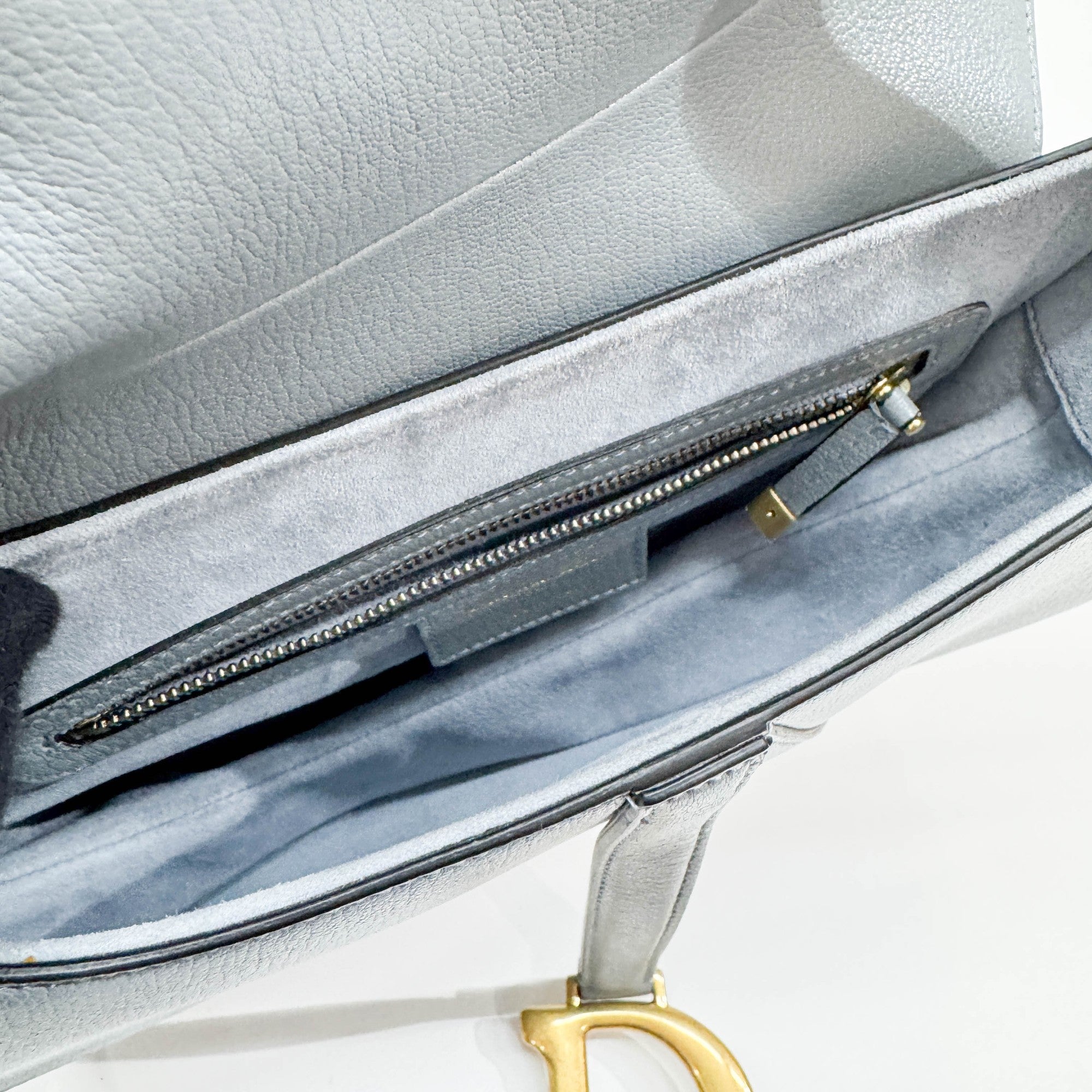 Saddle Powder Blue Leather Shoulder Bag