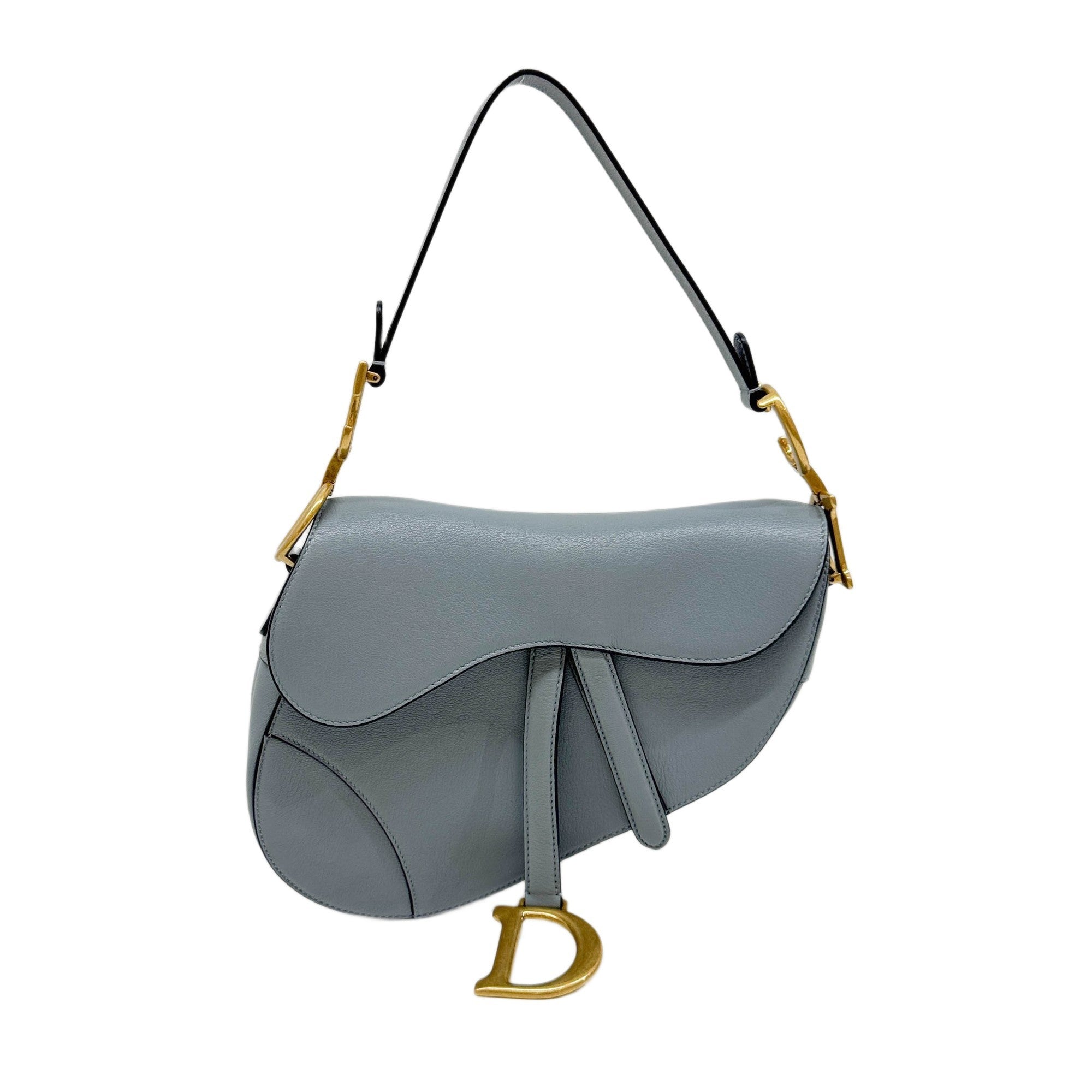 Saddle Powder Blue Leather Shoulder Bag