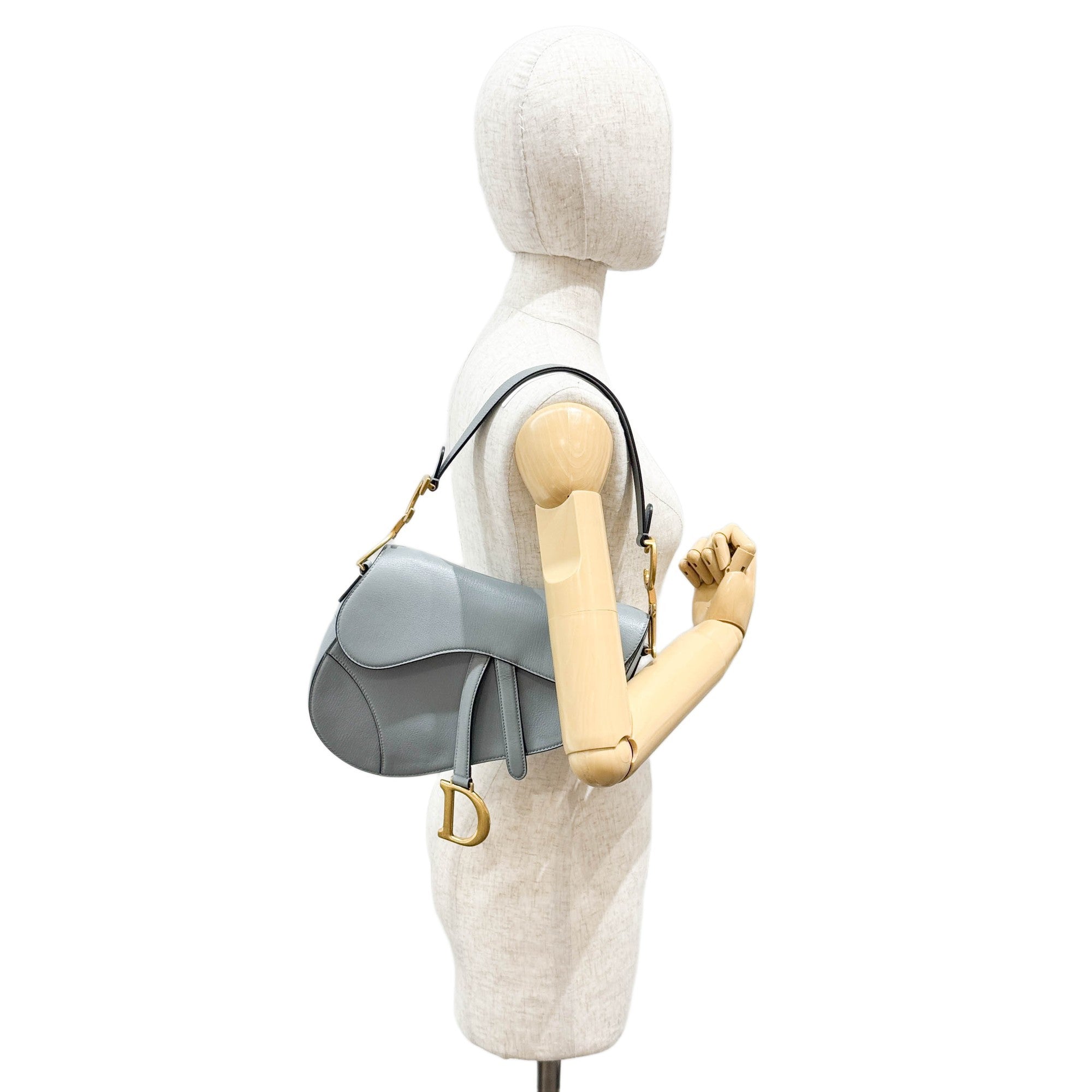 Saddle Powder Blue Leather Shoulder Bag