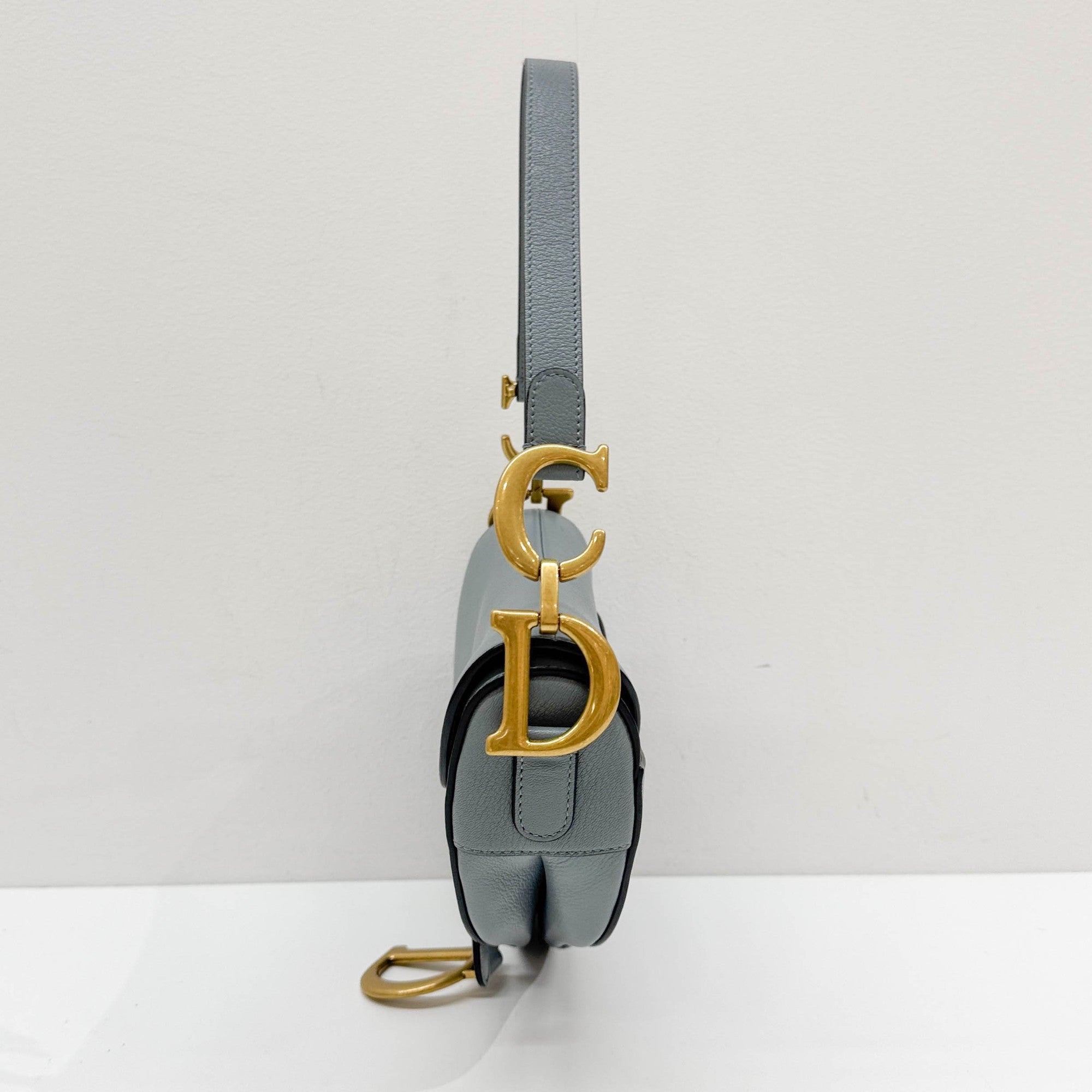 Saddle Powder Blue Leather Shoulder Bag