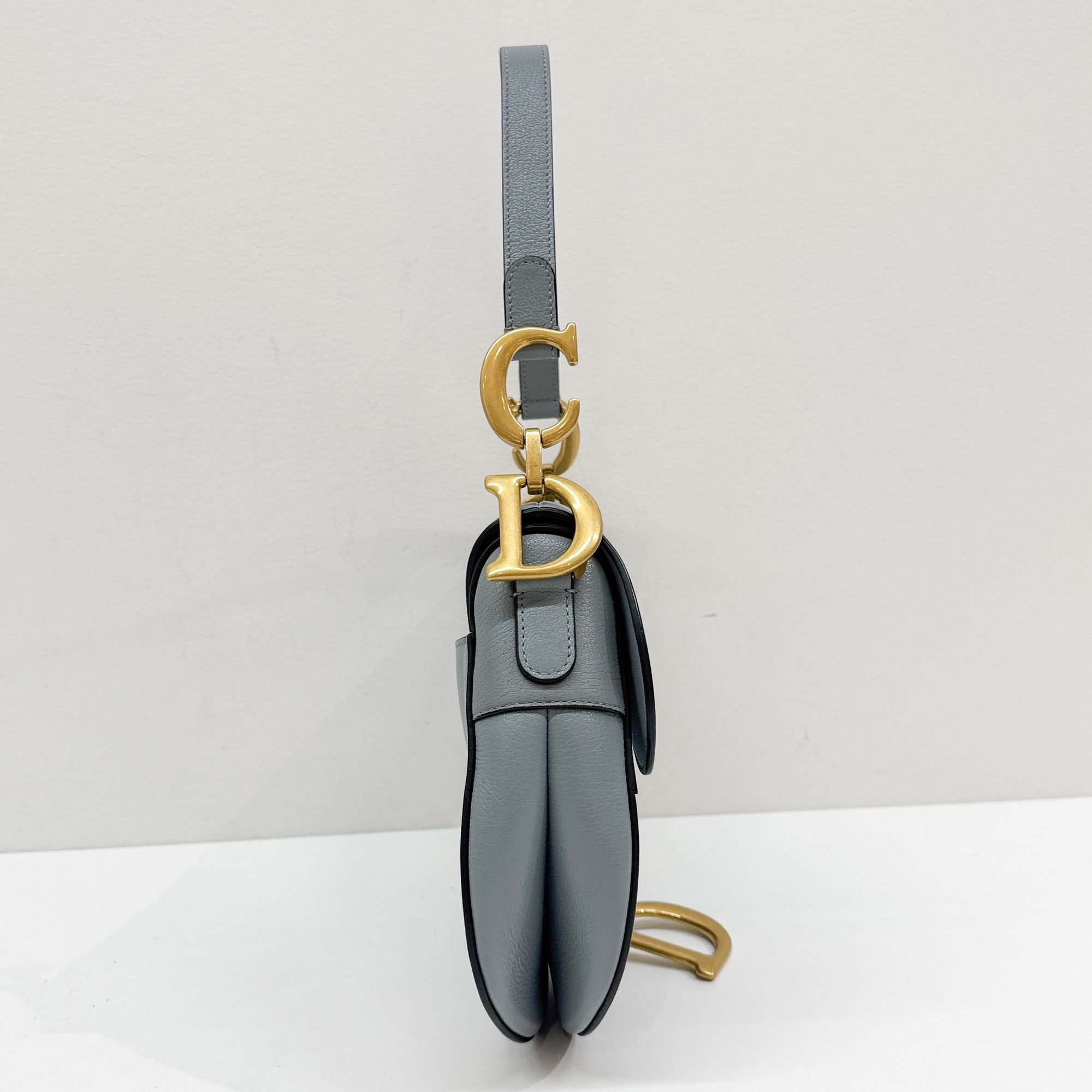 Saddle Powder Blue Leather Shoulder Bag