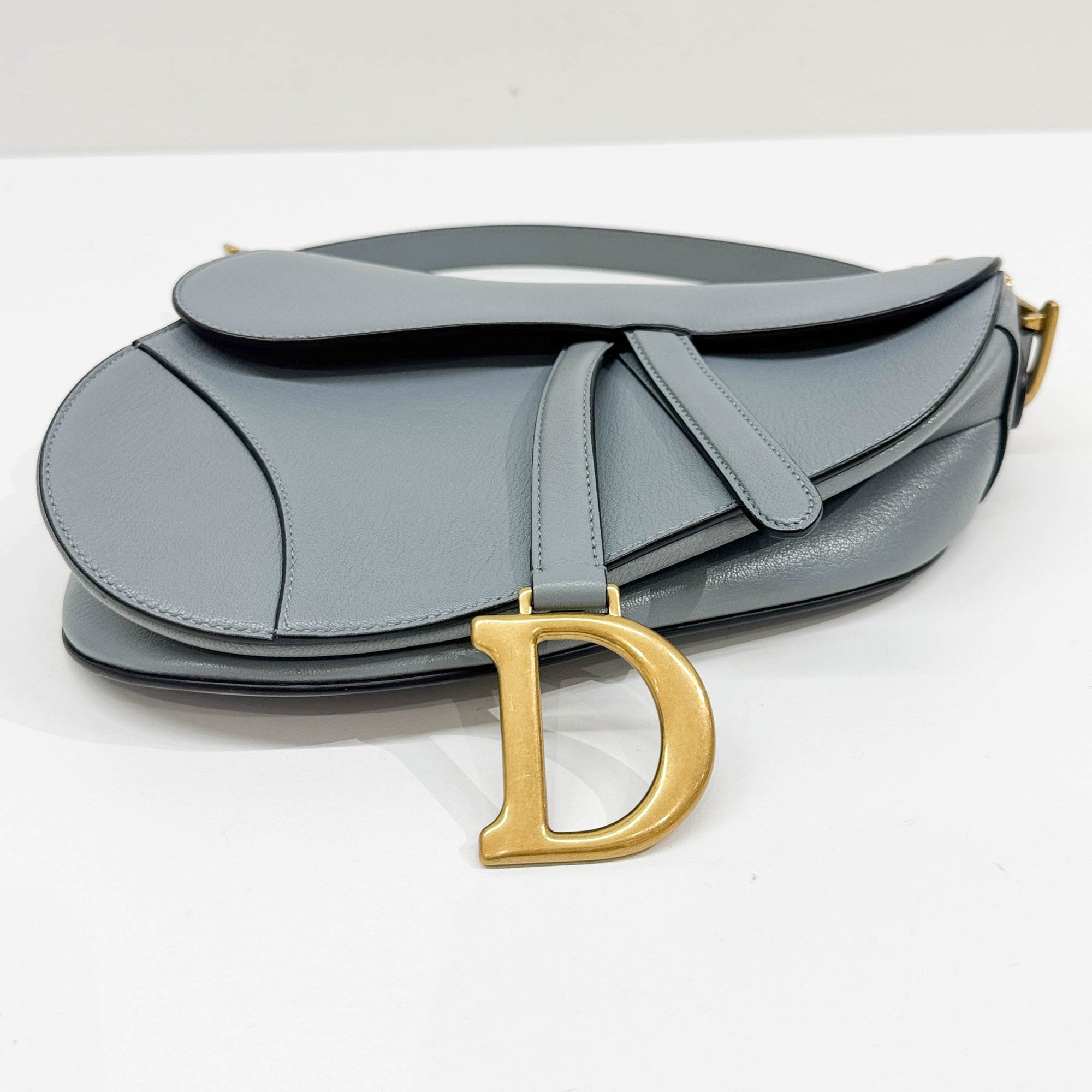 Saddle Powder Blue Leather Shoulder Bag