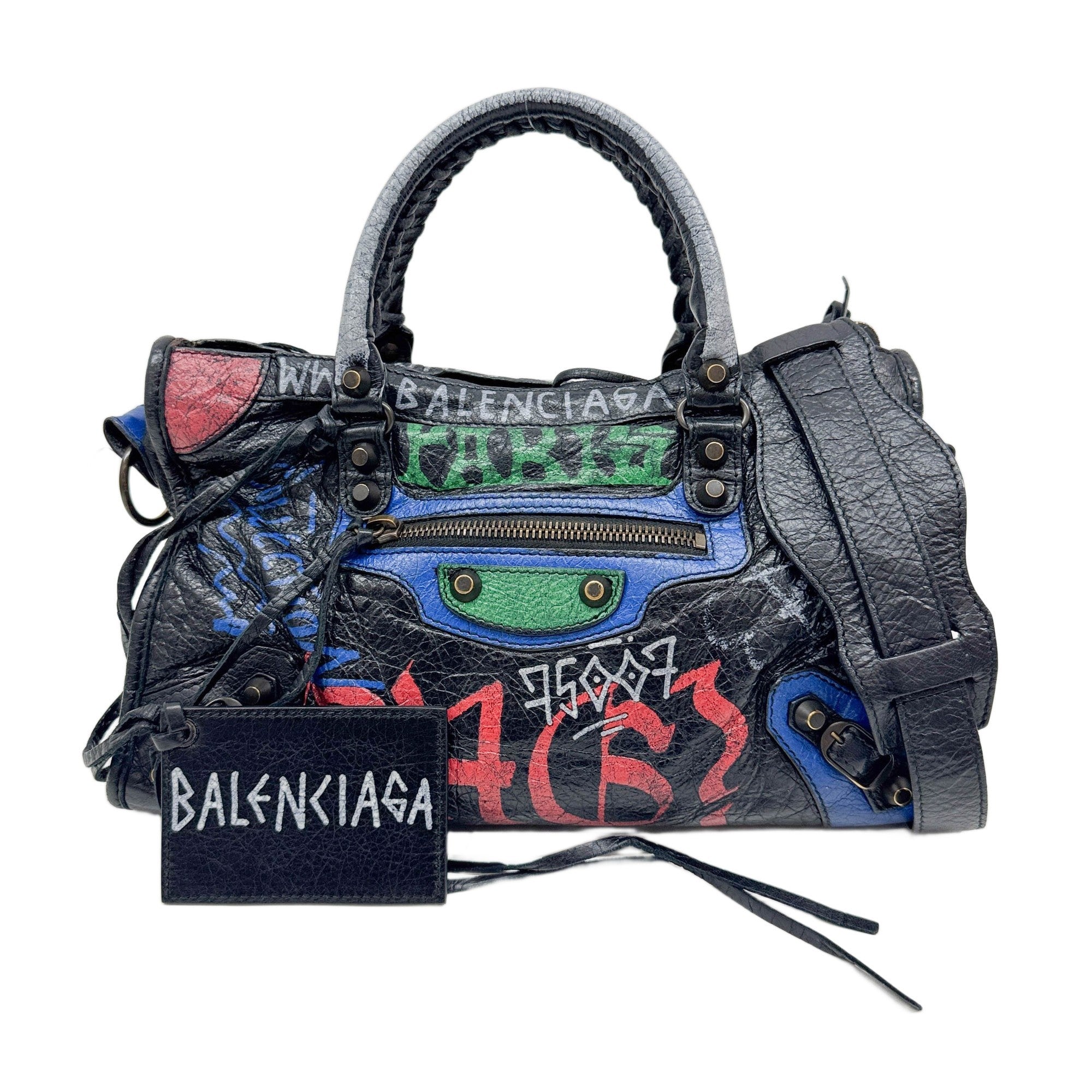 Mini City Graffiti Black Leather Two Way Bag