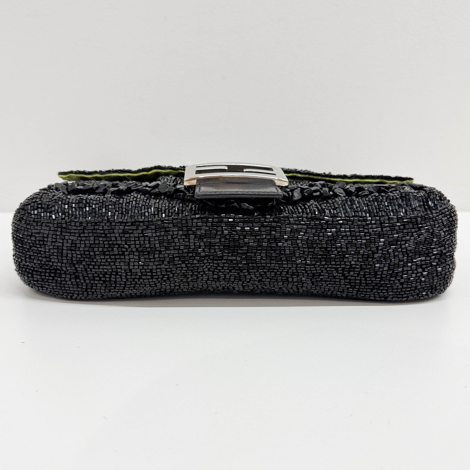 Baguette Black Beaded Shoulder Bag