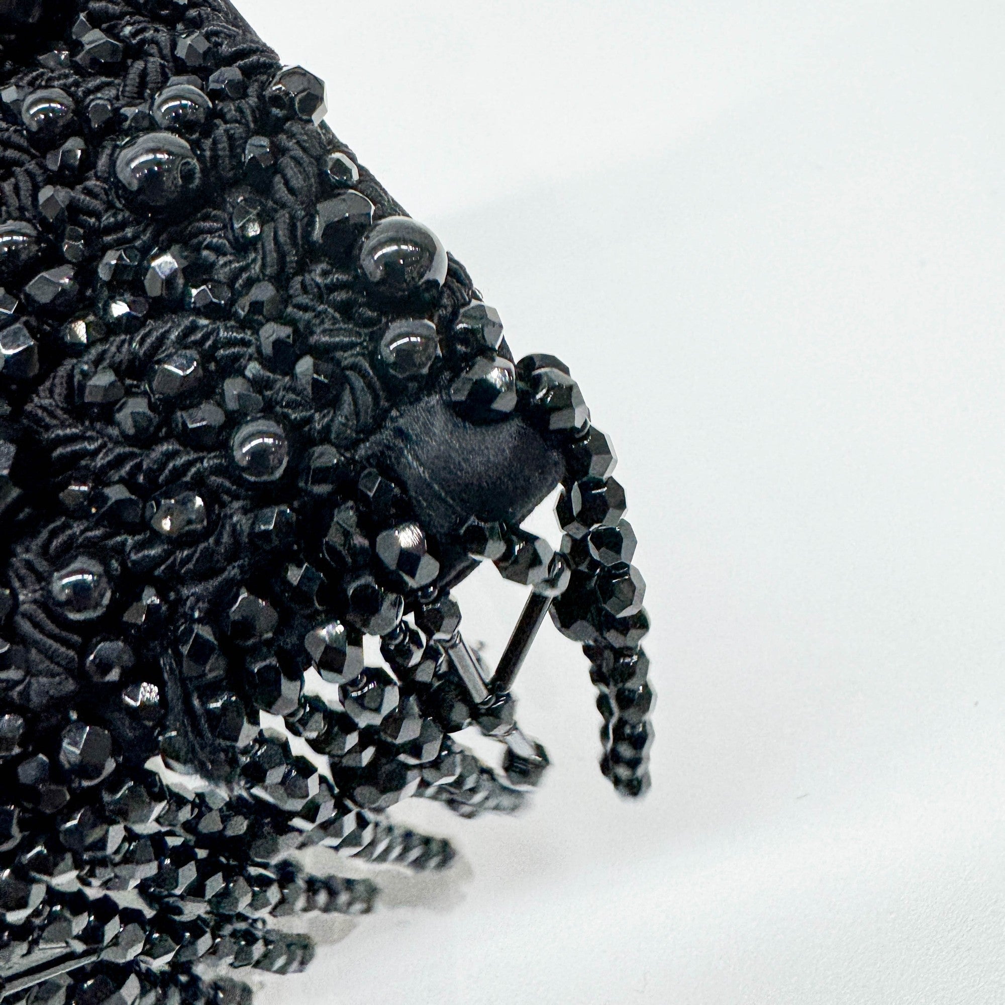 Black Beaded Fringe Satin Clutch