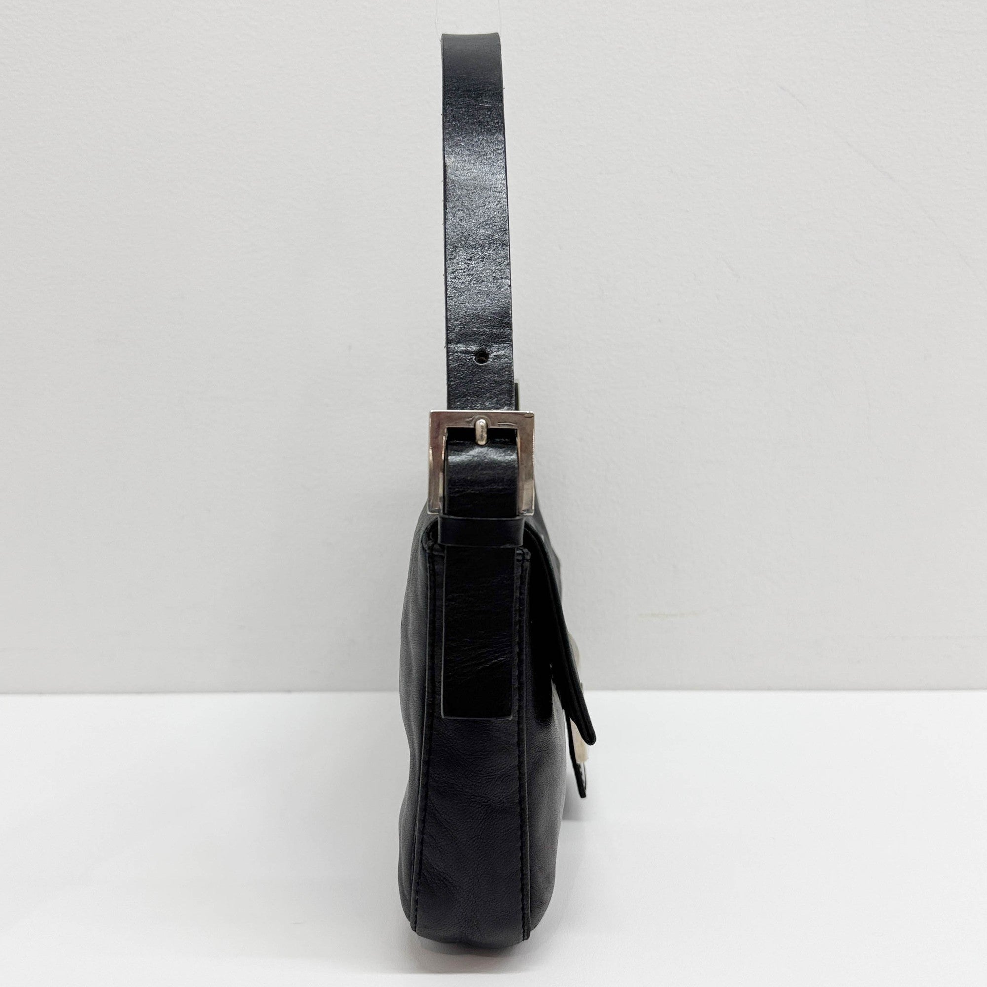 Baguette Black Leather Shoulder Bag