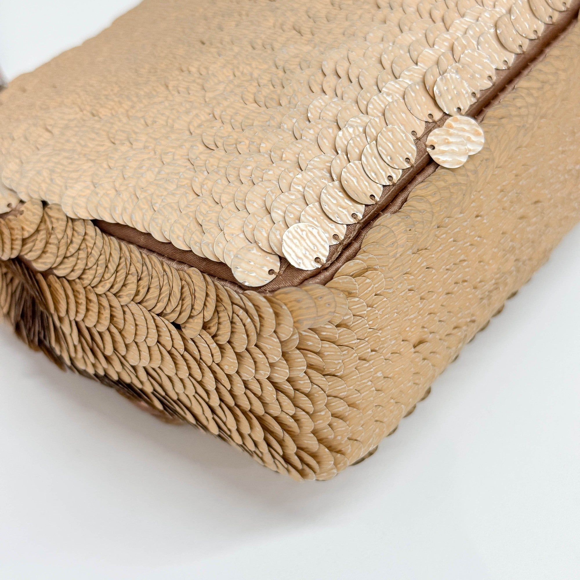 Mini Classic Flap Peach Sequin Shoulder Bag