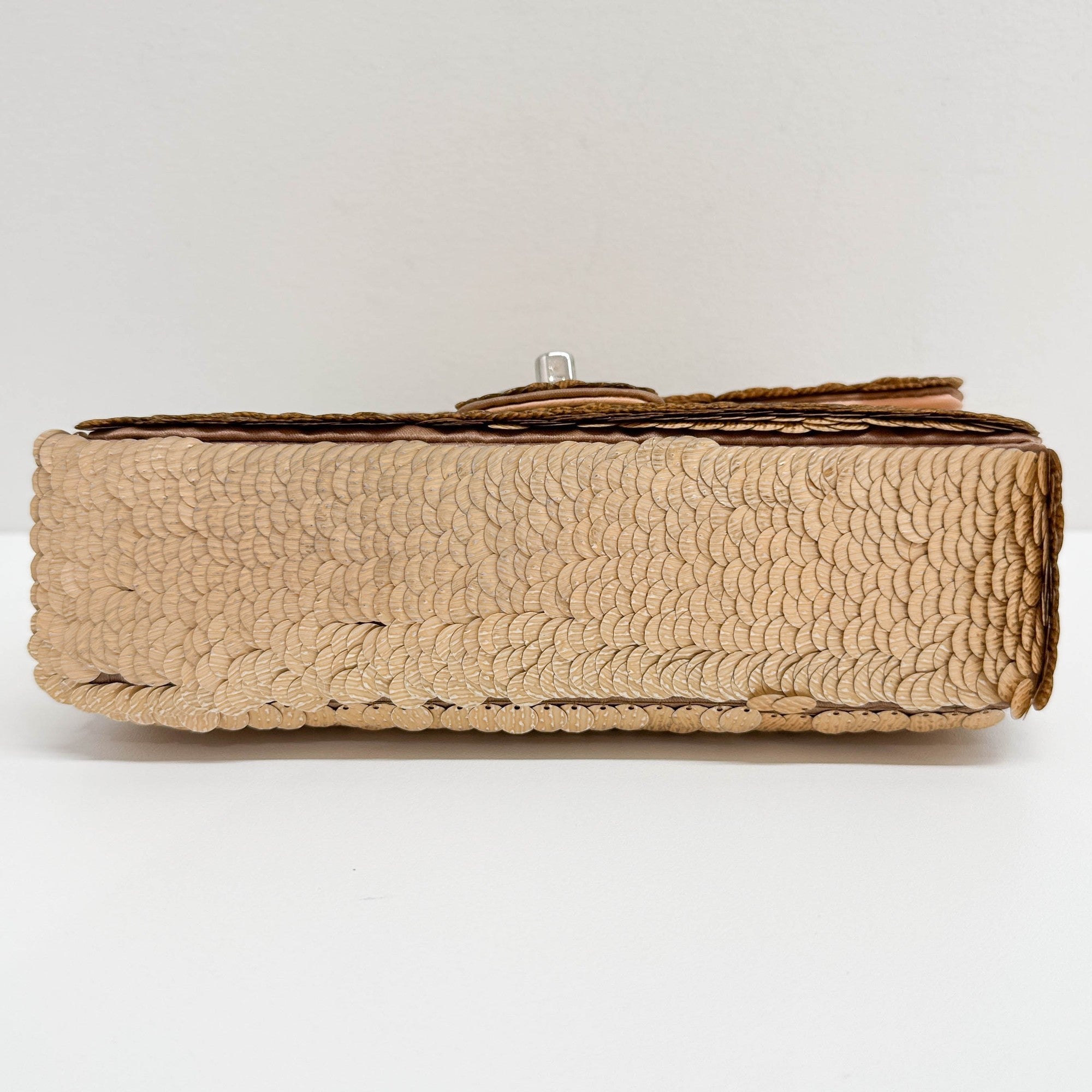 Mini Classic Flap Peach Sequin Shoulder Bag