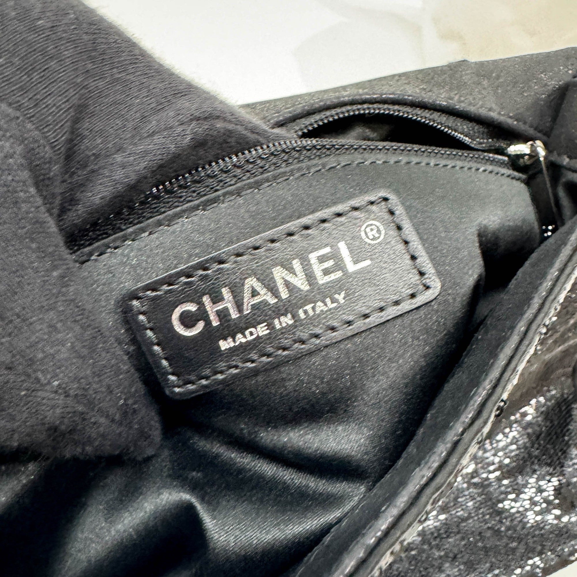 Classic Flap Matelasse Black Sequin Shoulder Bag