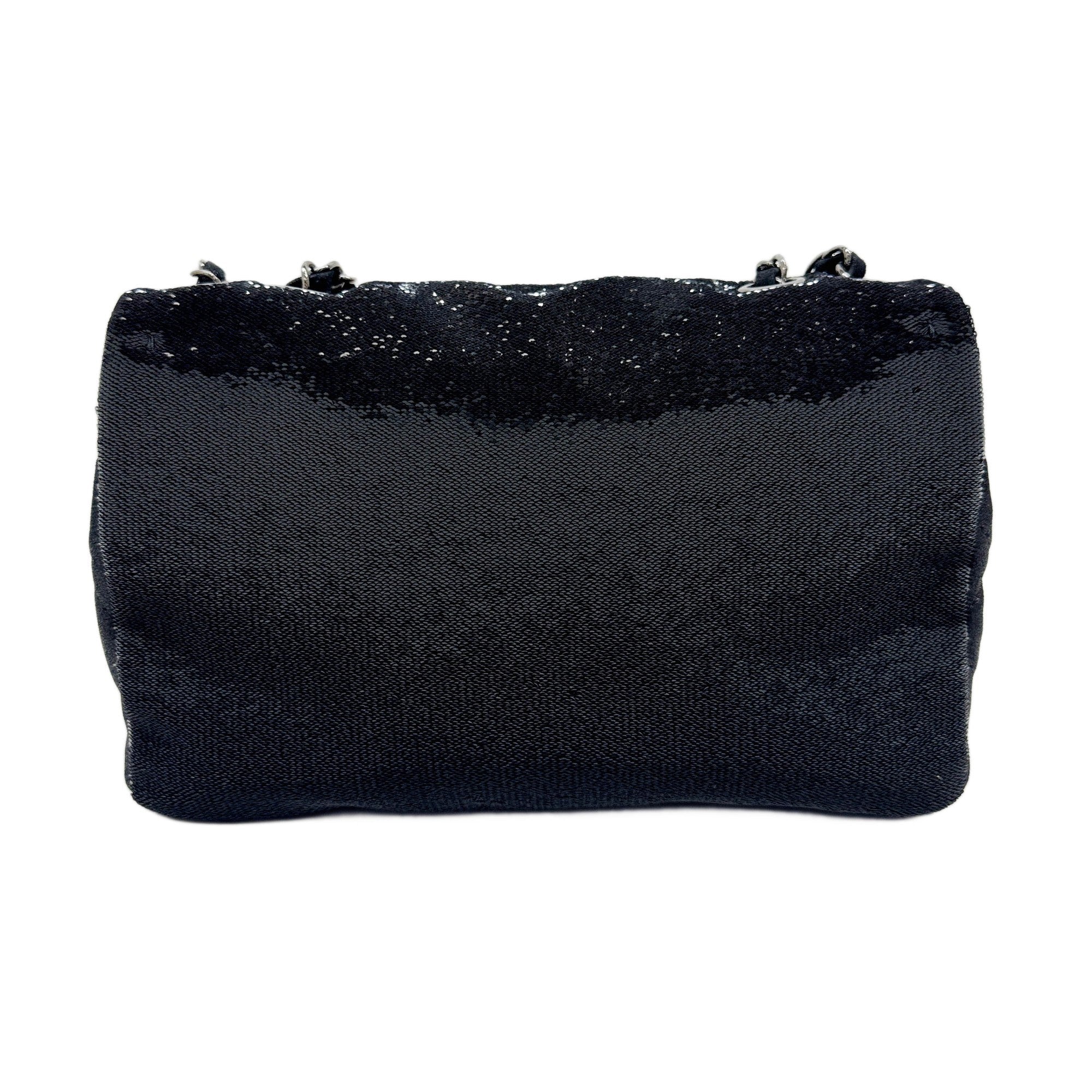 Classic Flap Matelasse Black Sequin Shoulder Bag