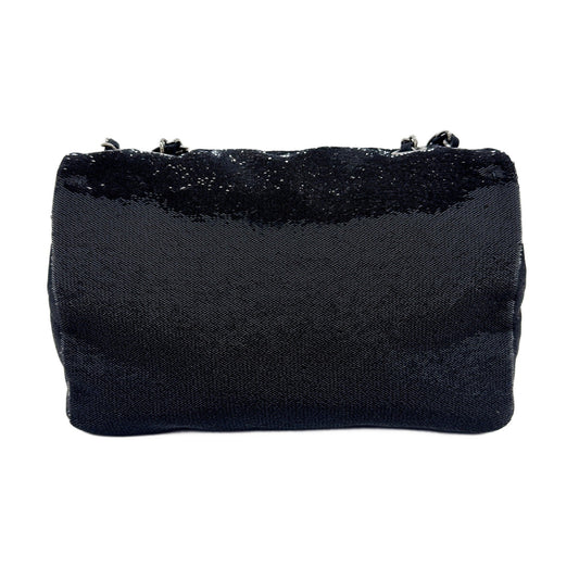 Classic Flap Matelasse Black Sequin Shoulder Bag